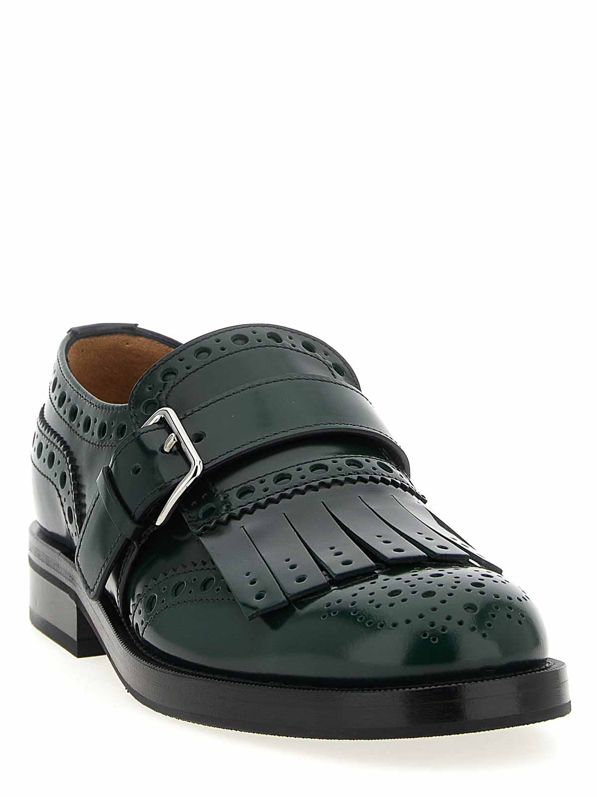 Church's Lace Up Shoes With Brogue And Fringe Detail In Green