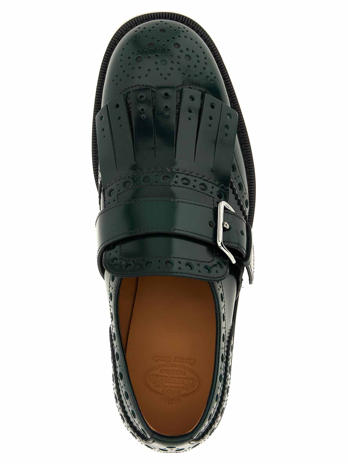 Church's Lace Up Shoes With Brogue And Fringe Detail In Green