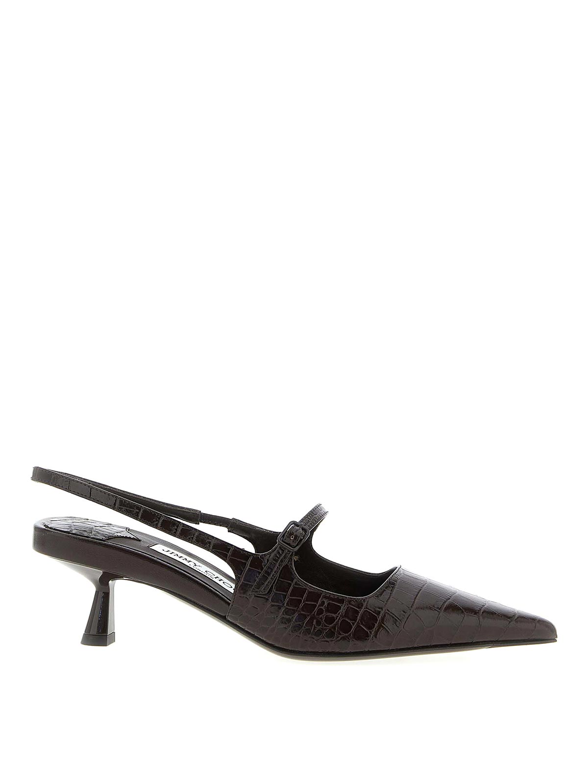Jimmy Choo Didi 45 Croc-embossed Leather Slingback Pump In Brown
