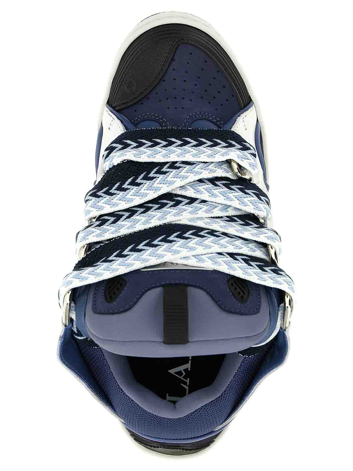 Lanvin Curb Leather Sneakers In Black