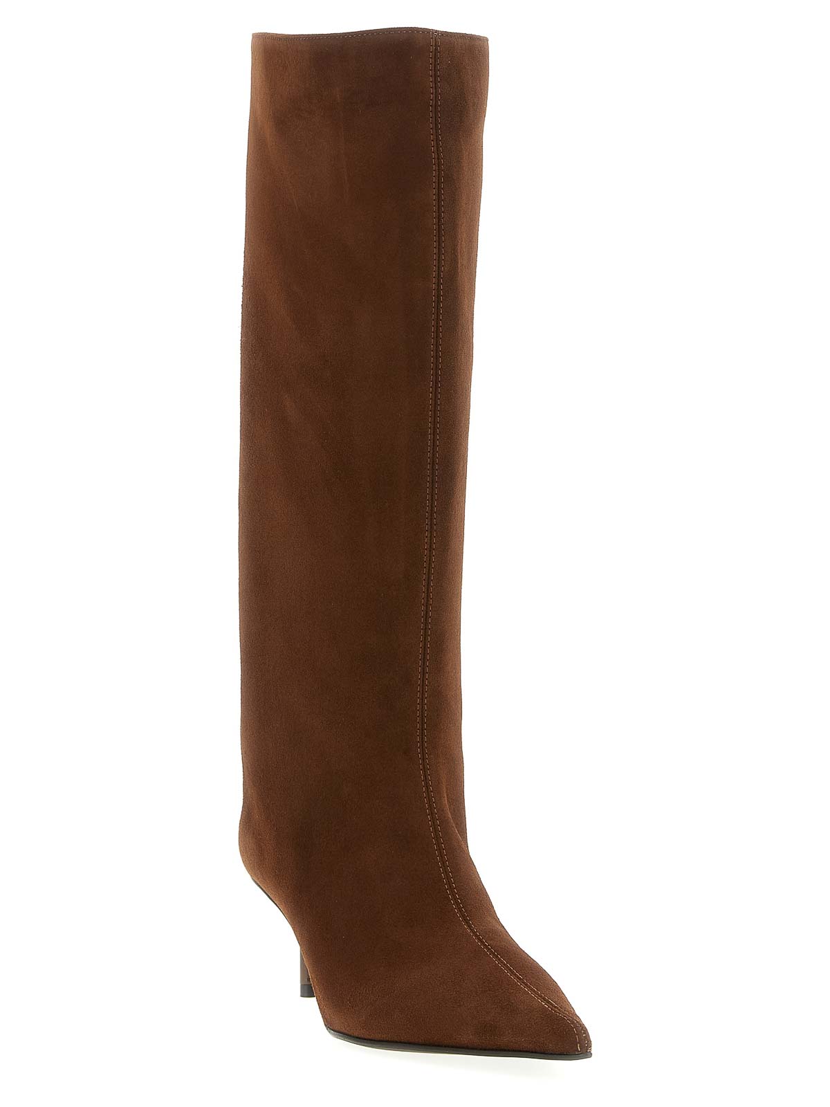 Le Silla Tall Pointed Toe Stiletto Heel Suede Boots In Brown