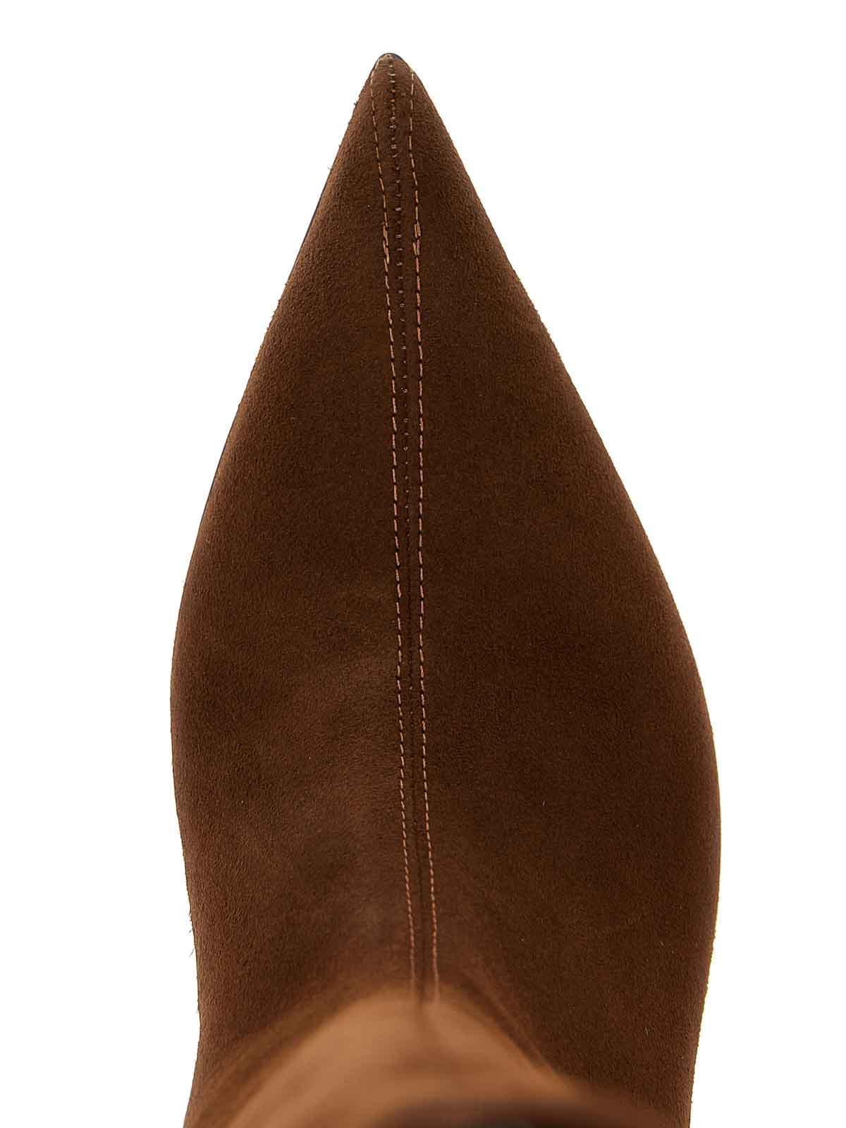 Le Silla Tall Pointed Toe Stiletto Heel Suede Boots In Brown