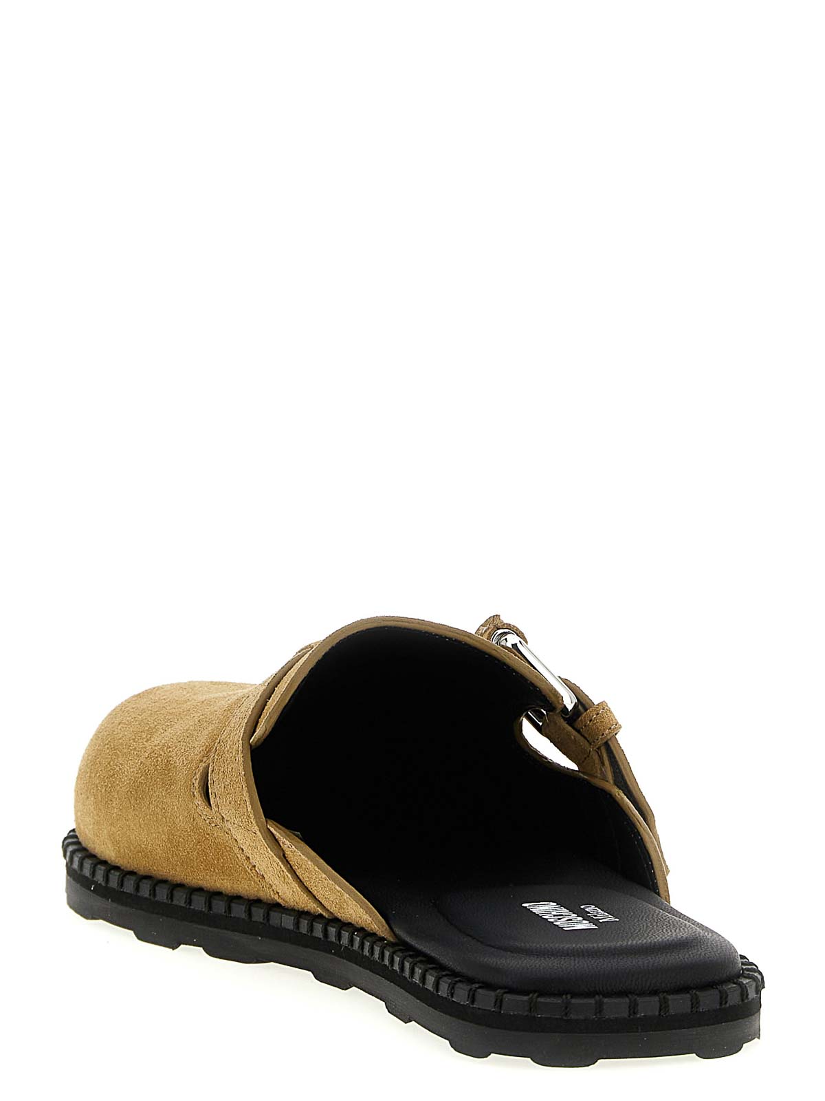 Moschino Suede Sabots In Neutral