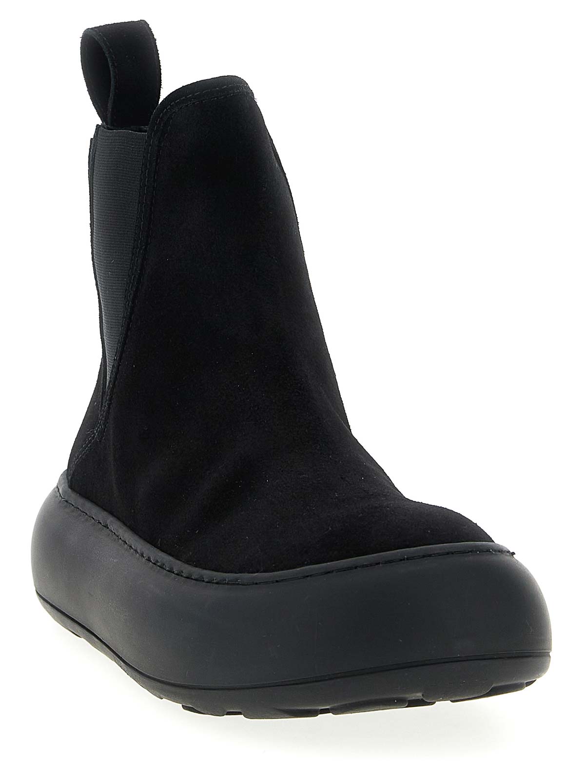 Moschino Round Toe Boots With Elastic Side Panels In Black