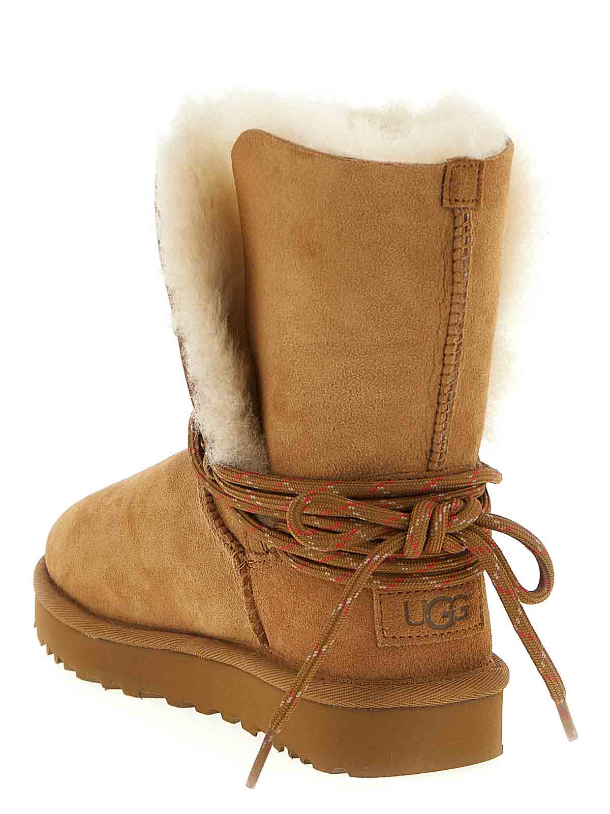 Ugg Ankle Boot With Lace Detail And Rubber Sole In Brown