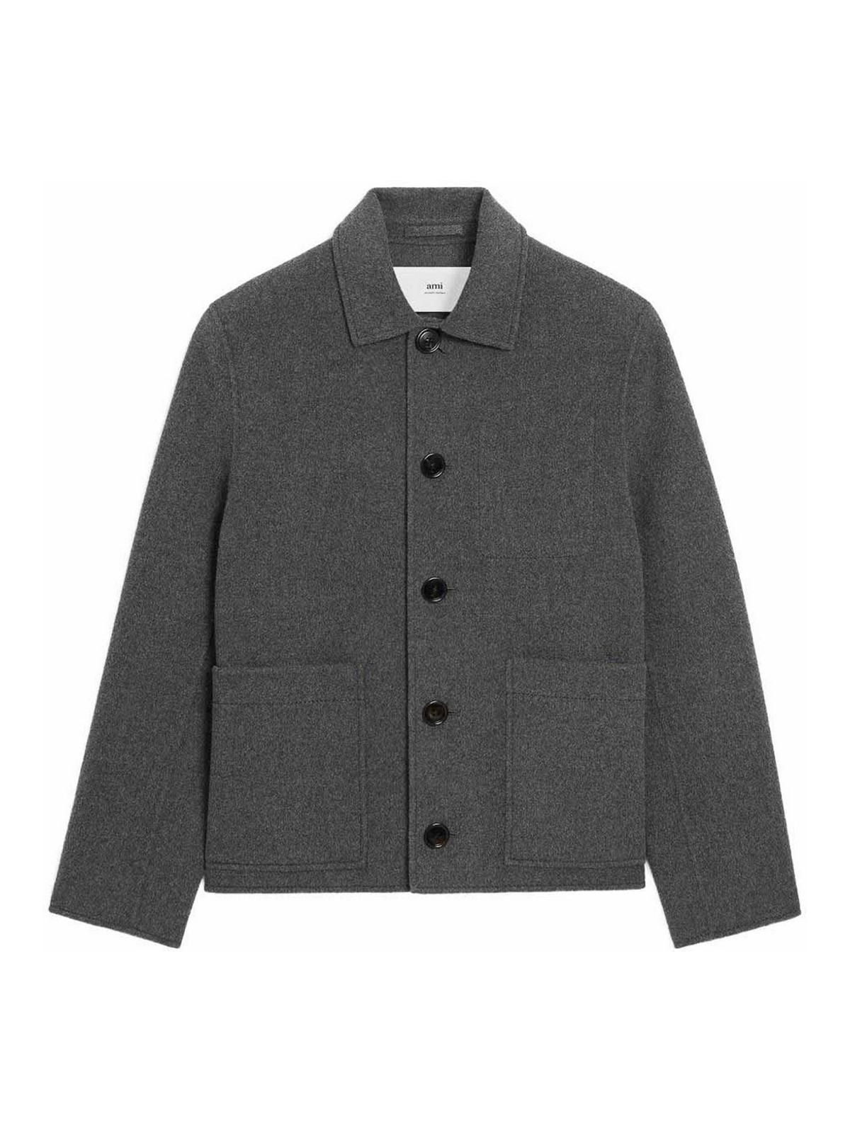 Ami Alexandre Mattiussi Grey Jacket With Classic Lapels And Button Closure In Wool Man In Gray