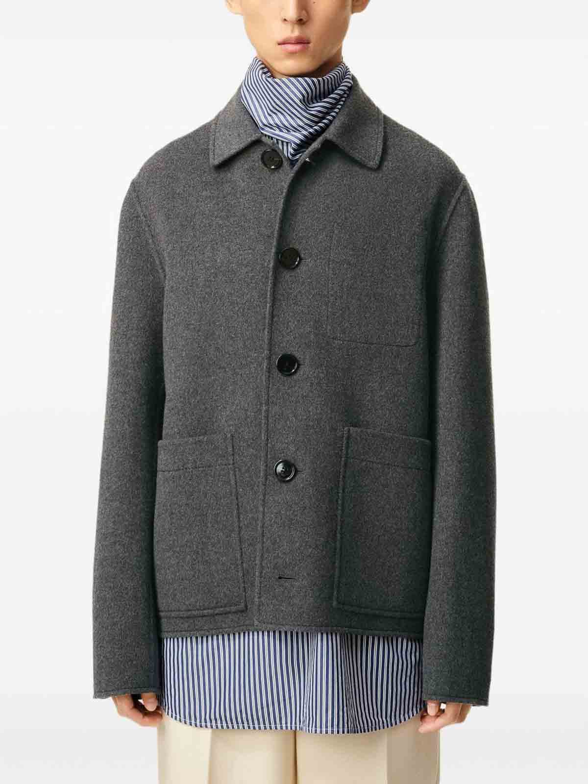 Ami Alexandre Mattiussi Grey Jacket With Classic Lapels And Button Closure In Wool Man In Gray