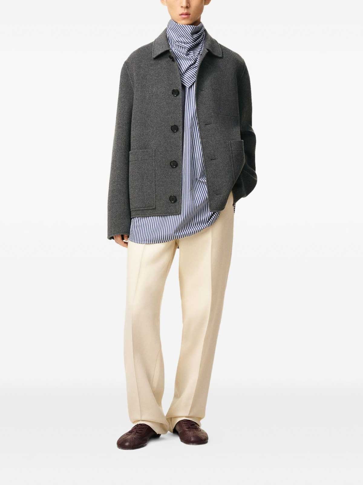 Ami Alexandre Mattiussi Grey Jacket With Classic Lapels And Button Closure In Wool Man In Gray