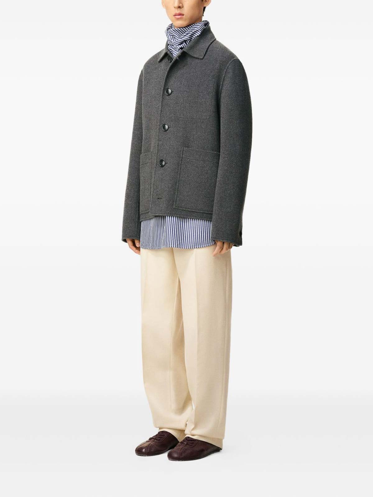 Ami Alexandre Mattiussi Grey Jacket With Classic Lapels And Button Closure In Wool Man In Gray