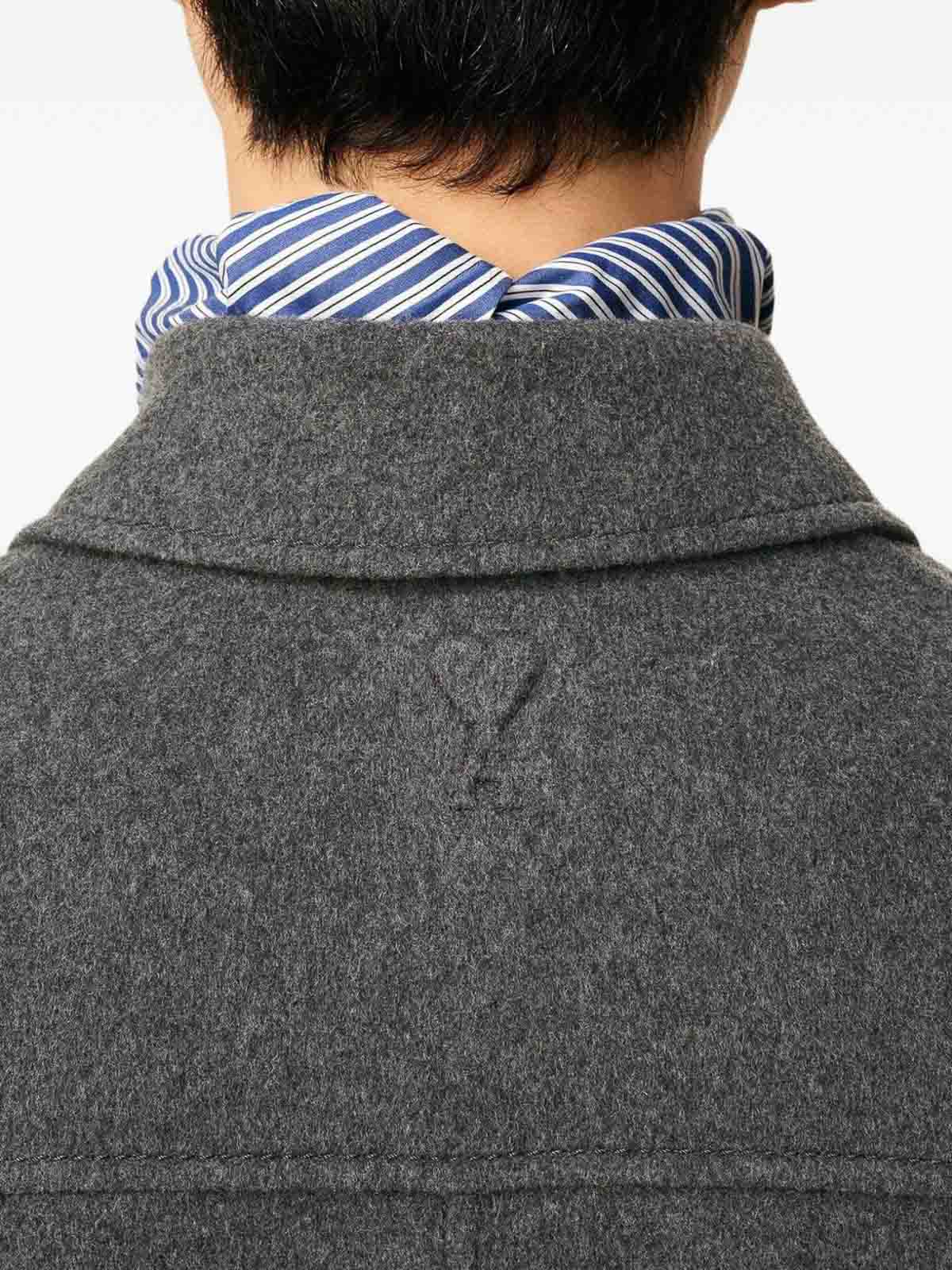 Ami Alexandre Mattiussi Grey Jacket With Classic Lapels And Button Closure In Wool Man In Gray