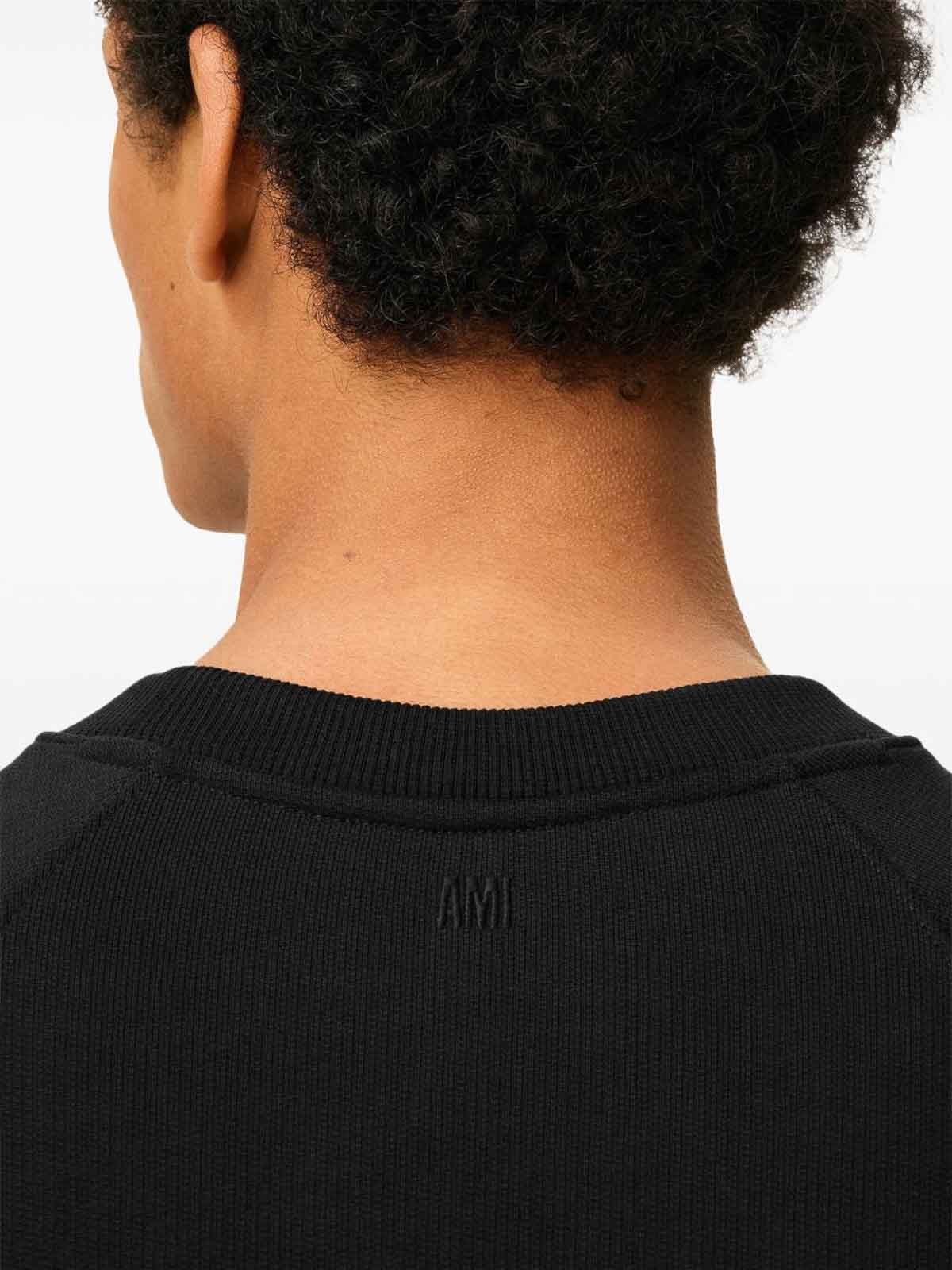 Ami Alexandre Mattiussi Classic Crew Neck Sweatshirt With Iconic Heart Emblem In Black
