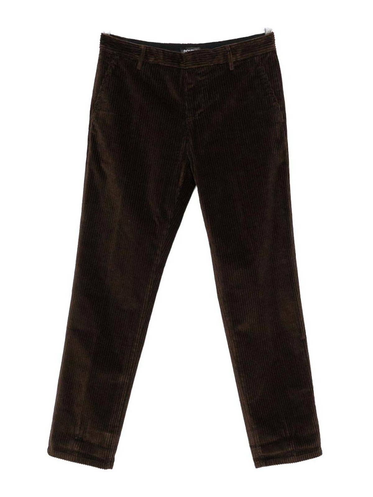 Dondup Corduroy Textured Brown Pants In Brown