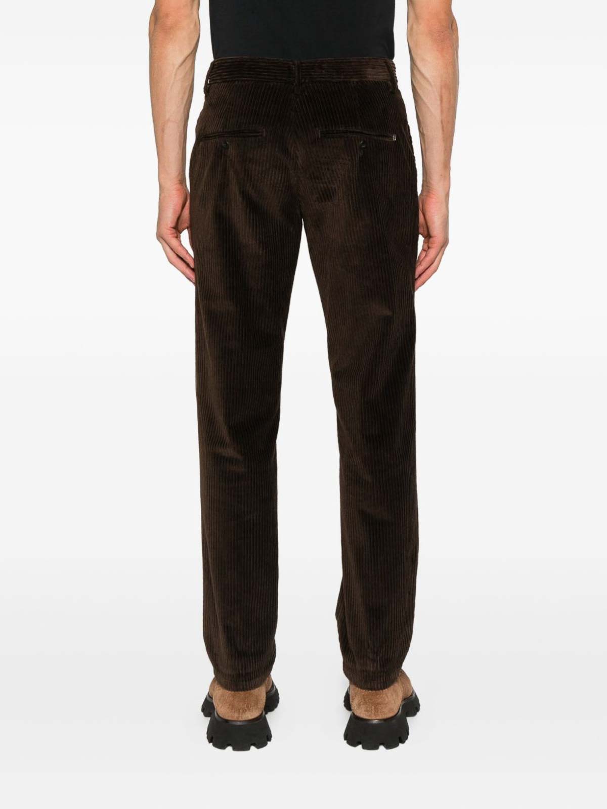Dondup Corduroy Textured Brown Pants In Brown