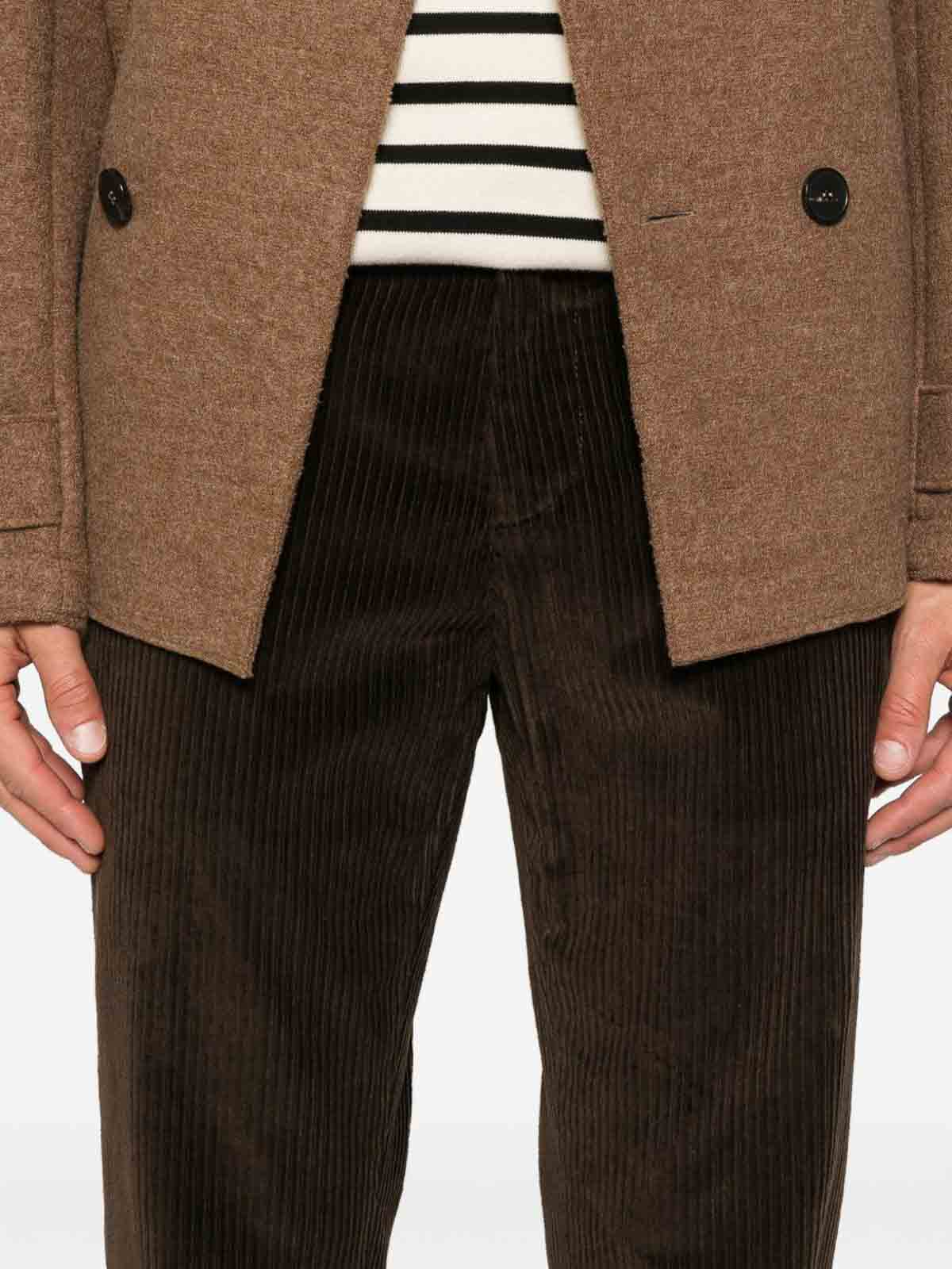 Dondup Corduroy Textured Brown Pants In Brown