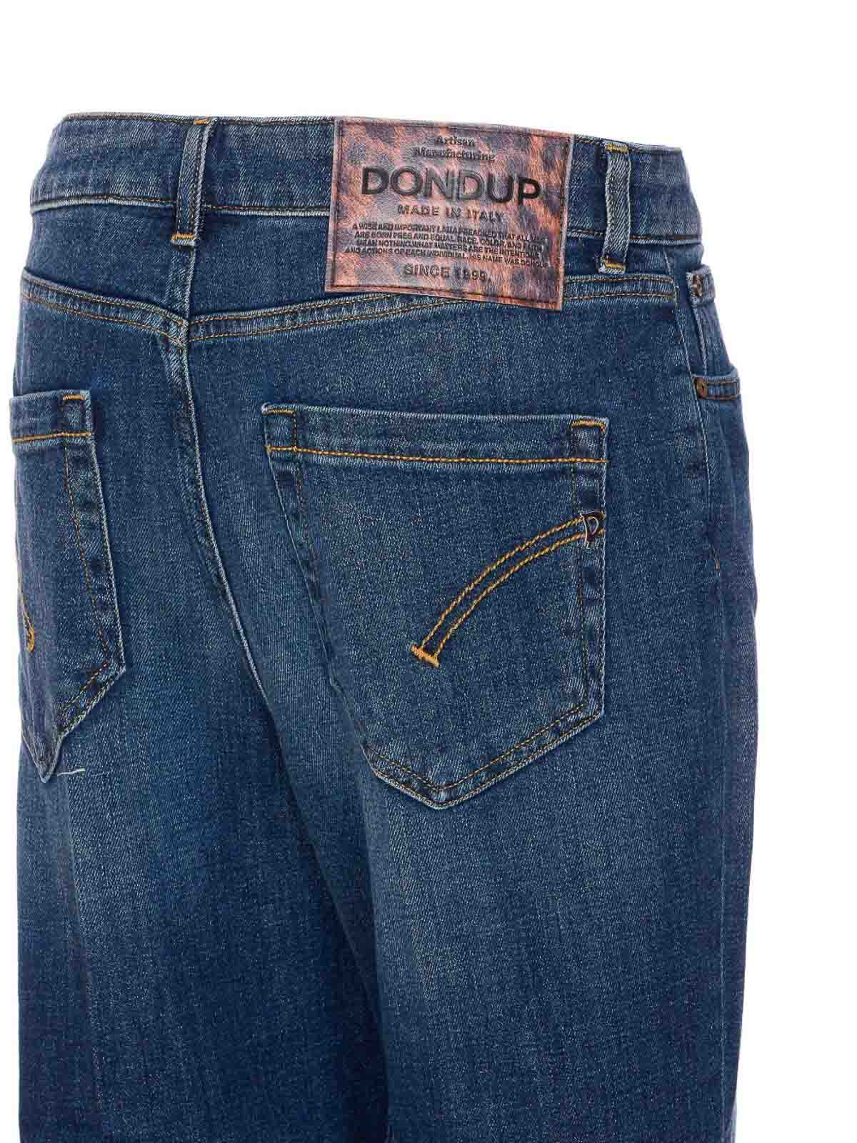 Dondup High-waisted Jeans With Distinctive Button Closure And Rolled Hems In Blue