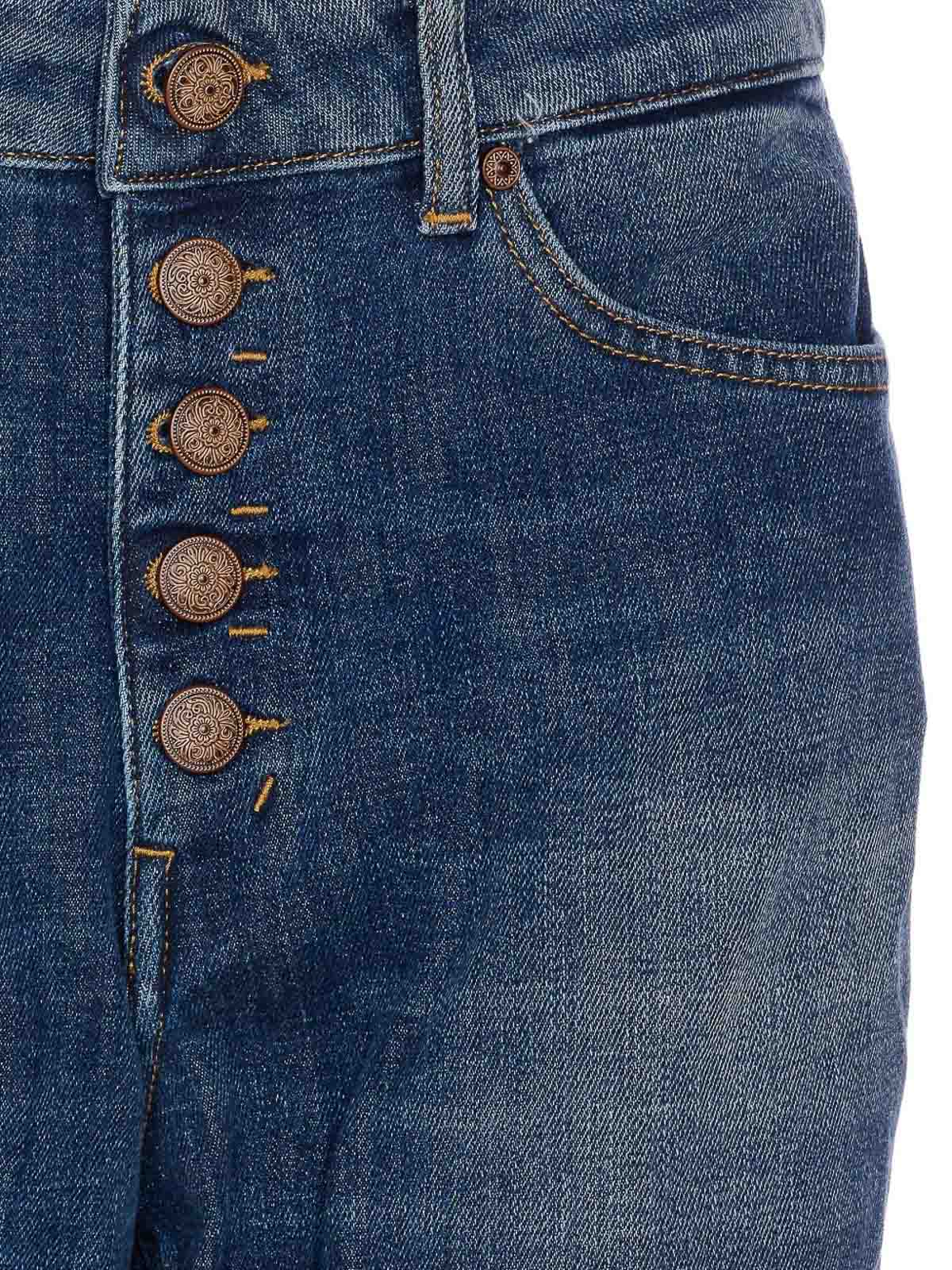 Dondup High-waisted Jeans With Distinctive Button Closure And Rolled Hems In Blue