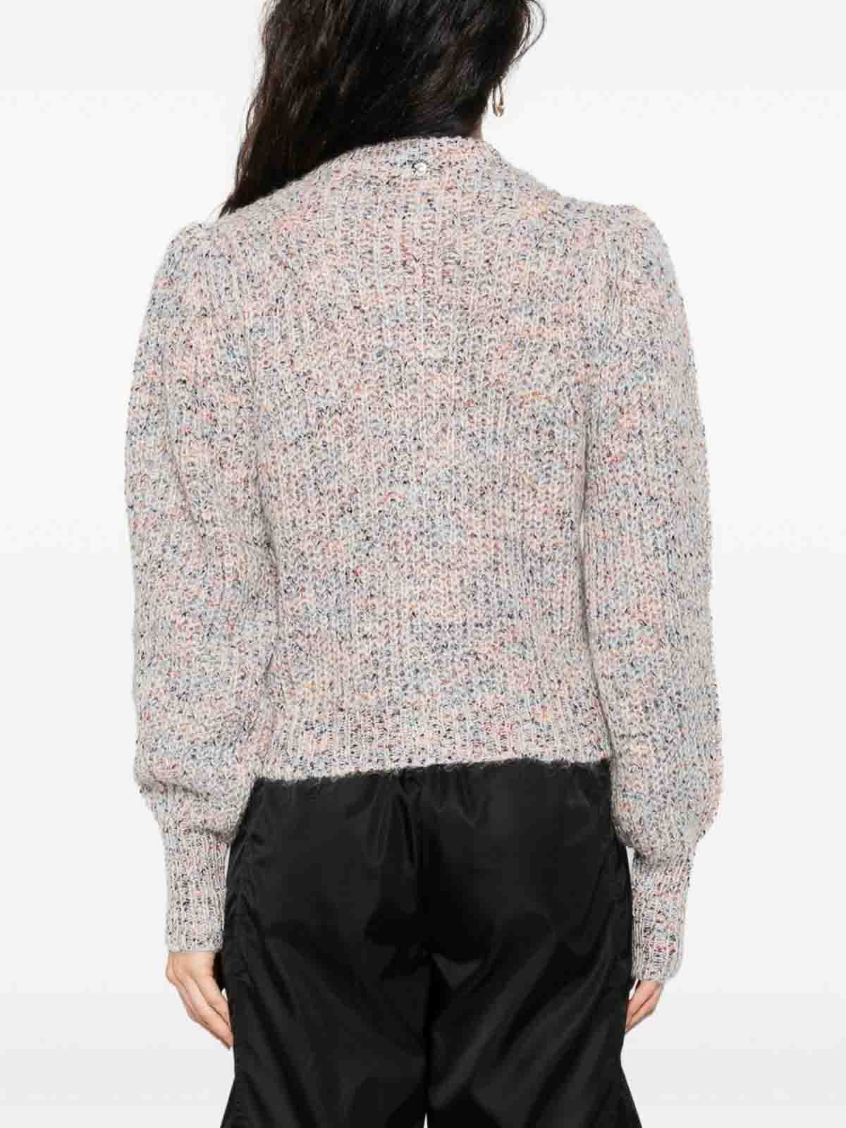 Twinset Twin-set Textured Knit Cropped Sweater With Decorative Buttons In Gray