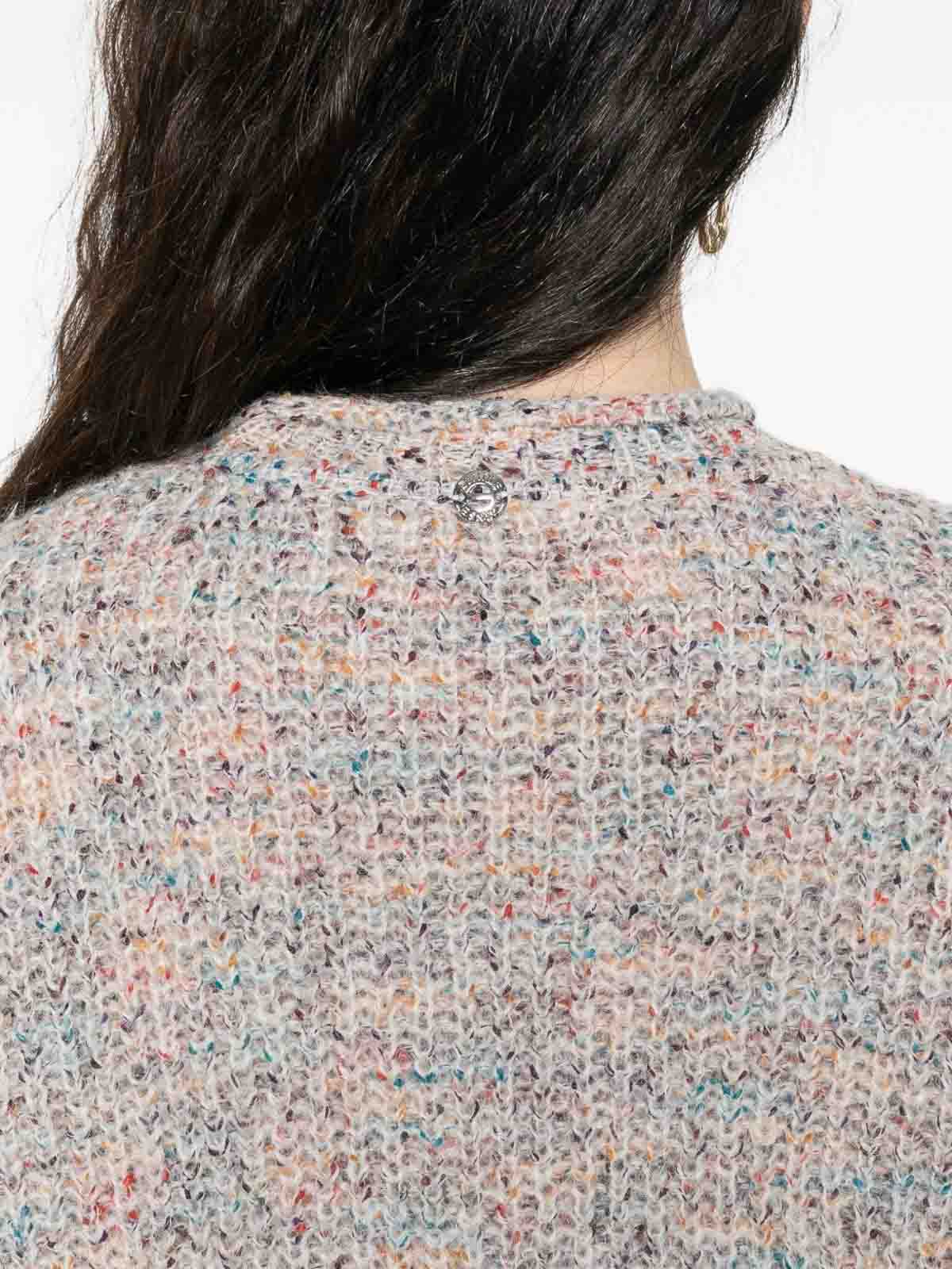 Twinset Twin-set Textured Knit Sweater With Ruffled Edges In Gray