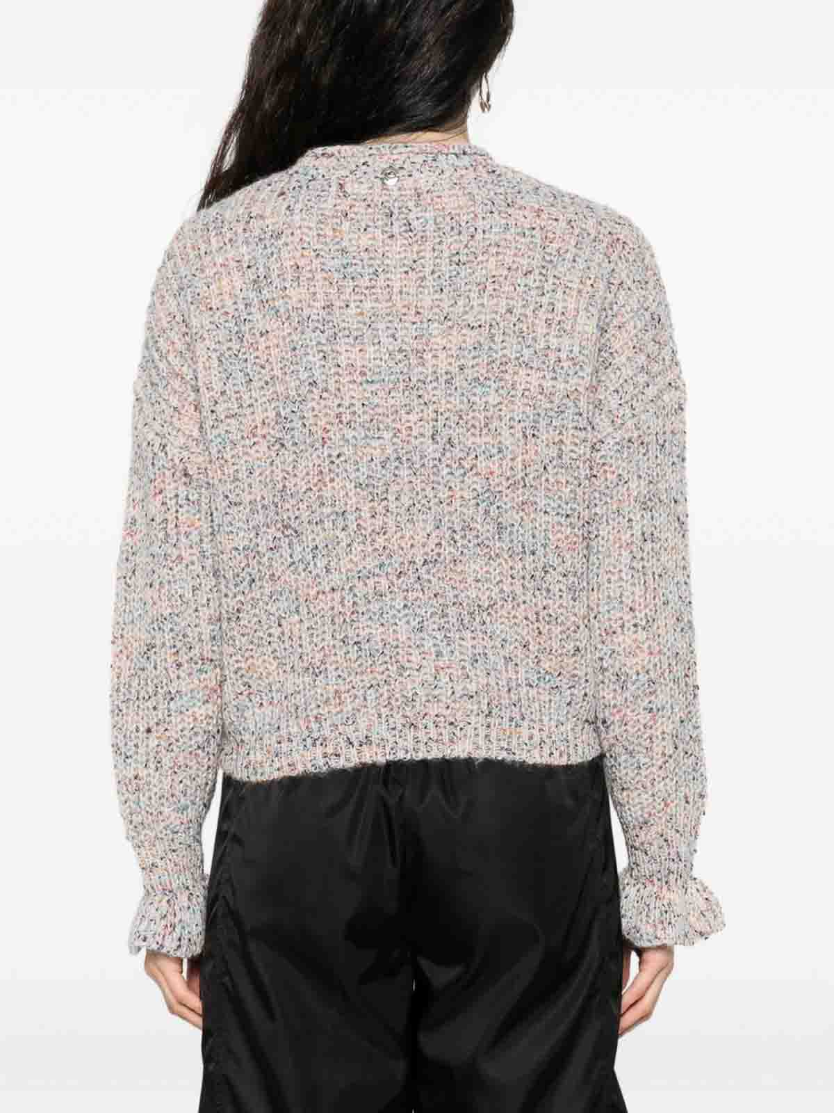 Twinset Twin-set Textured Knit Sweater With Ruffled Edges In Gray