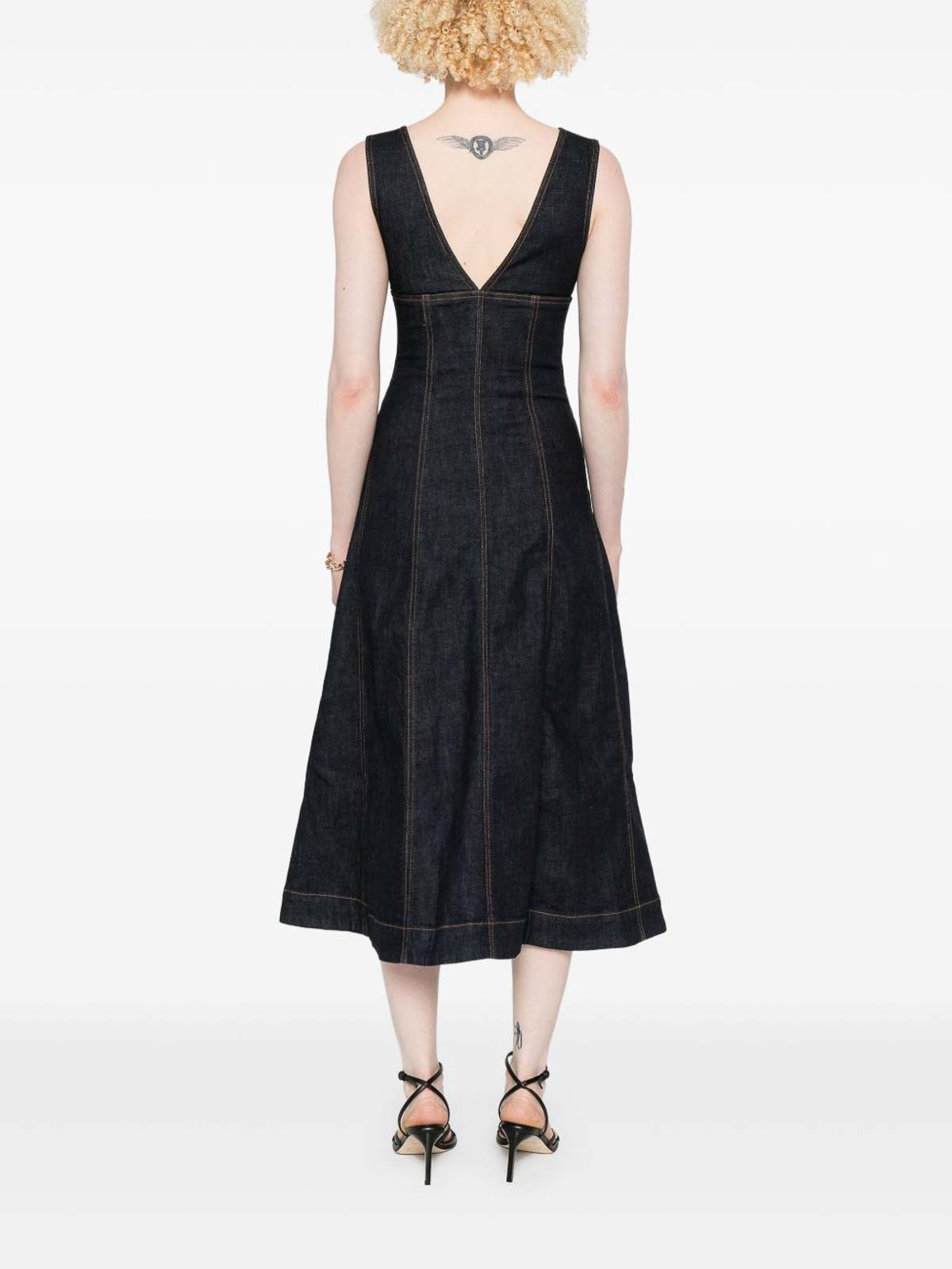 Self-portrait Abito Denim In Black
