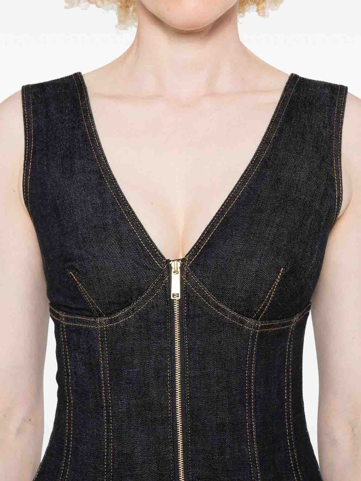 Self-portrait Abito Denim In Black