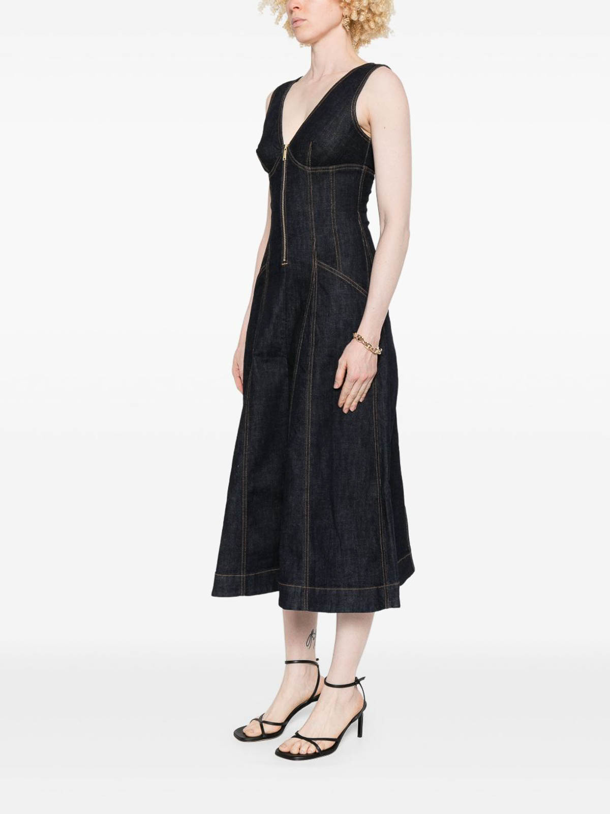 Self-portrait Abito Denim In Black