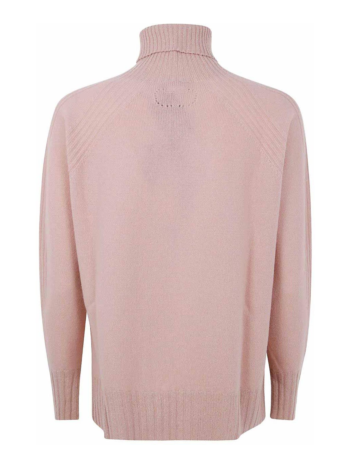 Twinset Twin-set Dusty Pink Turtleneck Sweater With Raglan Sleeves In Pink
