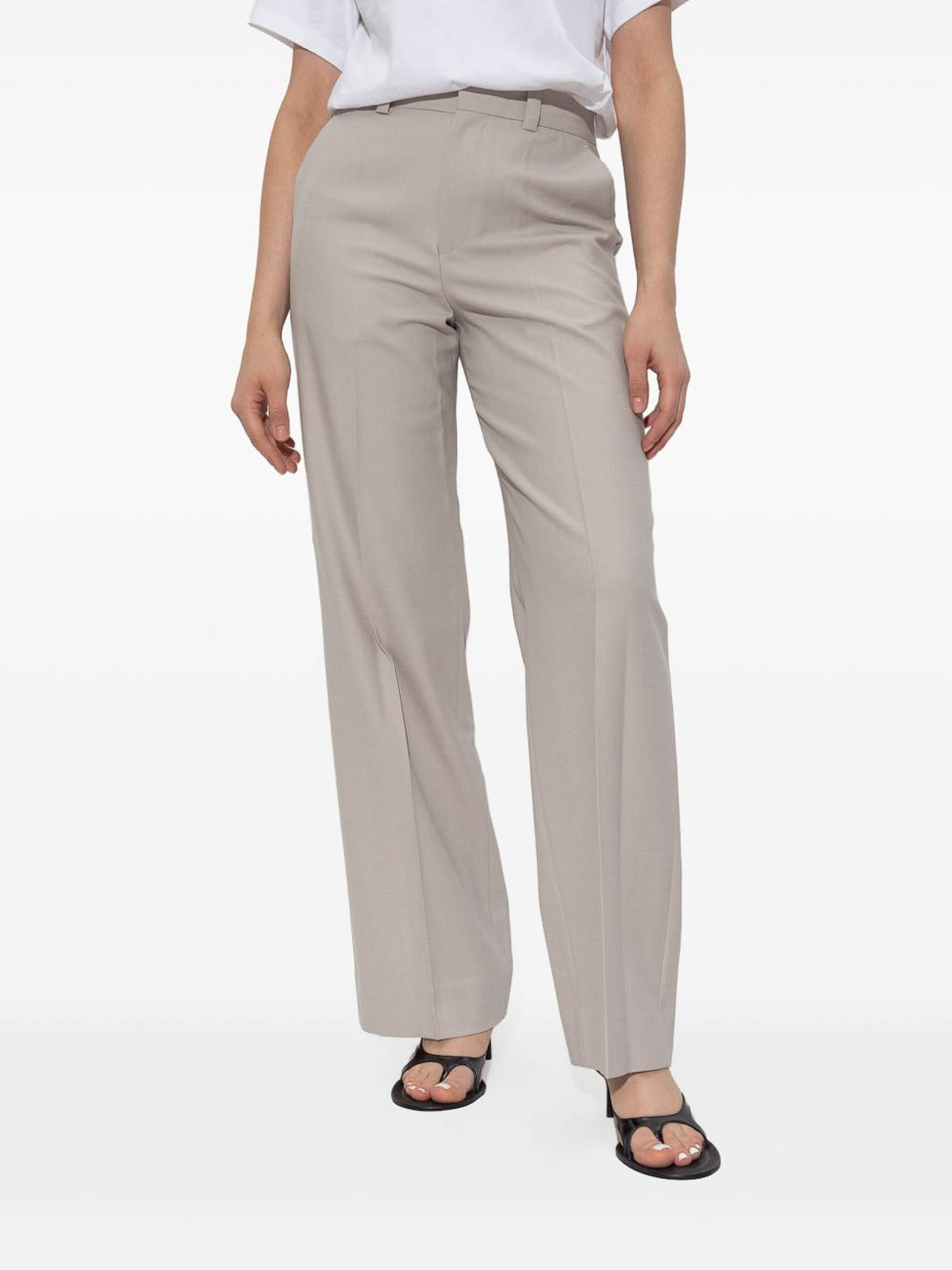 Victoria Beckham Sartorial Trousers With A Large Leg In Gray