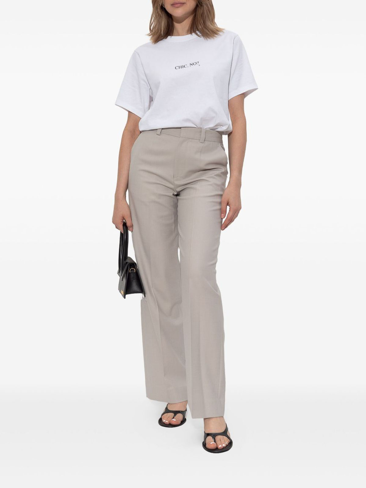 Victoria Beckham Sartorial Trousers With A Large Leg In Gray