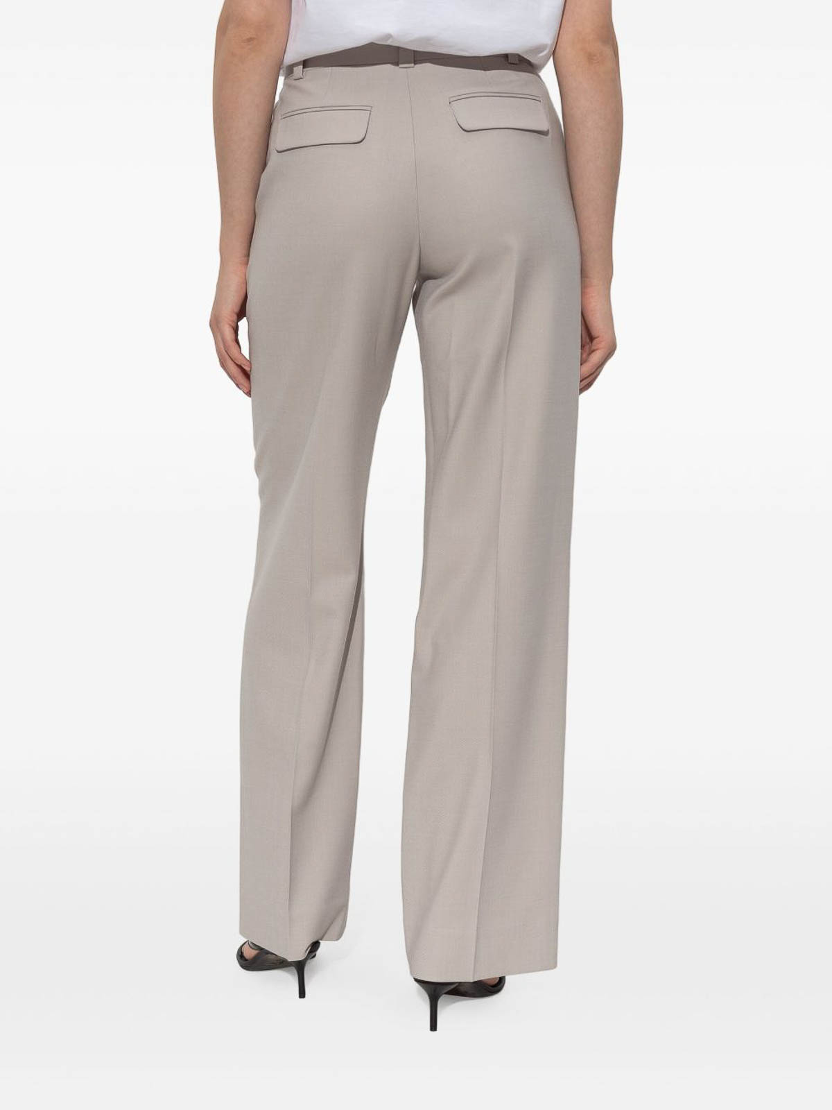 Victoria Beckham Sartorial Trousers With A Large Leg In Gray