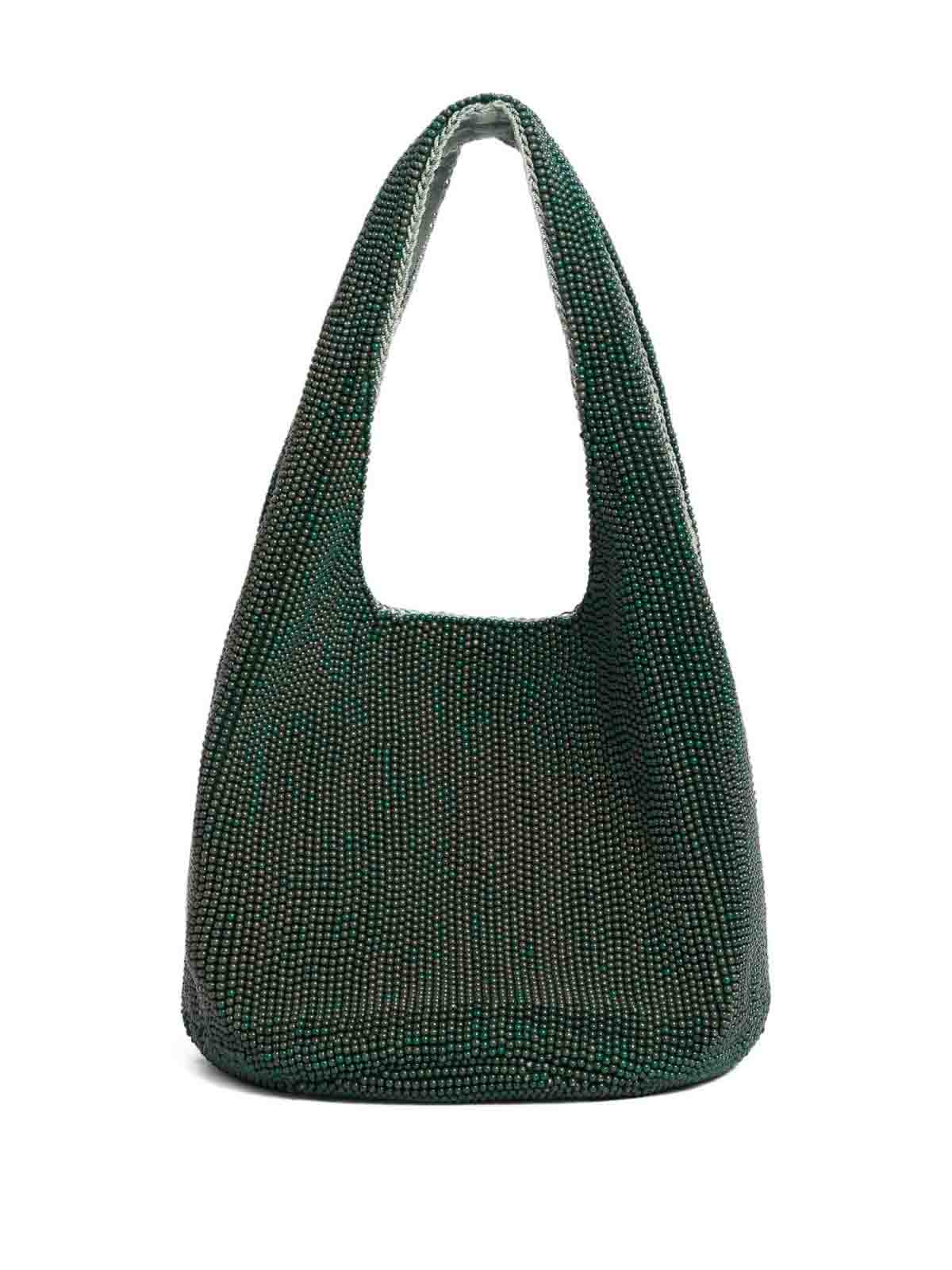 Jw Anderson Shoulder Bag With Beads And Motifs Too In Green