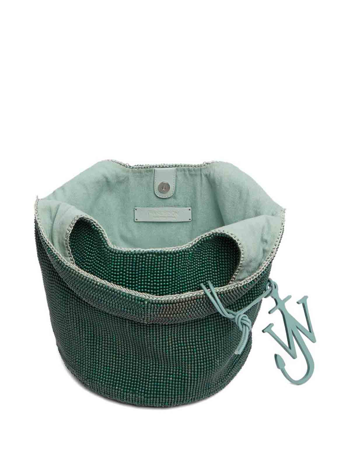 Jw Anderson Shoulder Bag With Beads And Motifs Too In Green