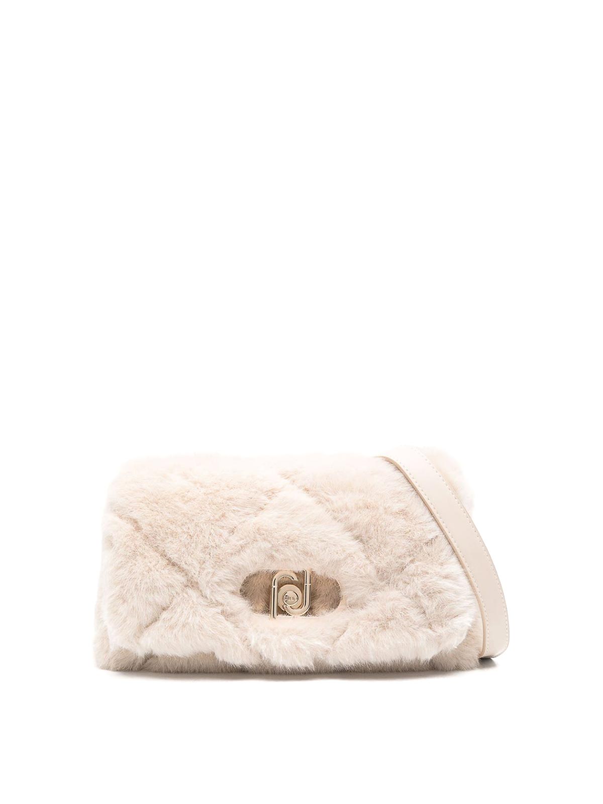 Liu •jo Liu Jo Quilted Plush Handbag With Gold-tone Clasp In Sand