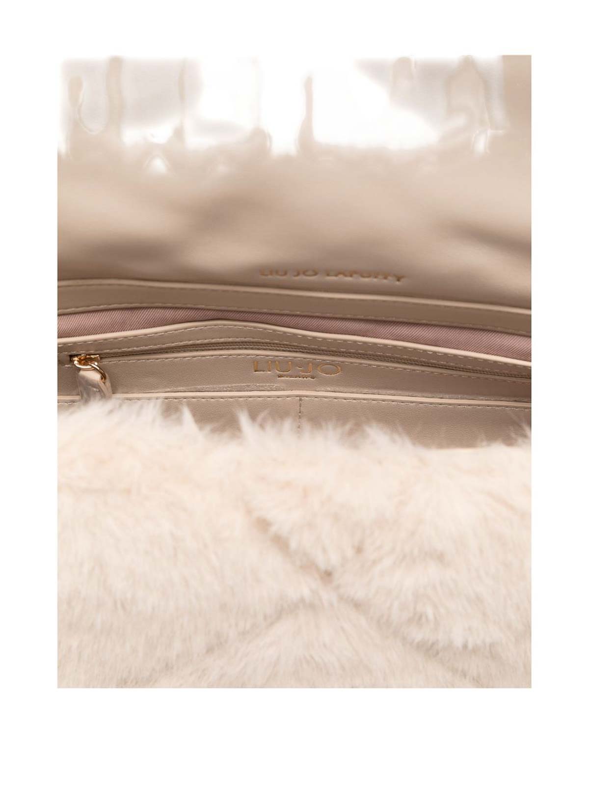 Liu •jo Liu Jo Quilted Plush Handbag With Gold-tone Clasp In Sand