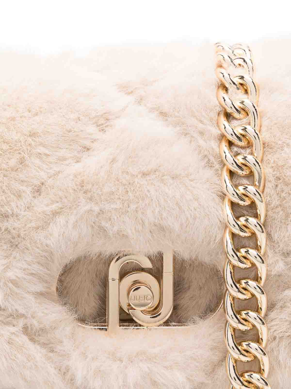 Liu •jo Liu Jo Quilted Plush Handbag With Gold-tone Clasp In Sand