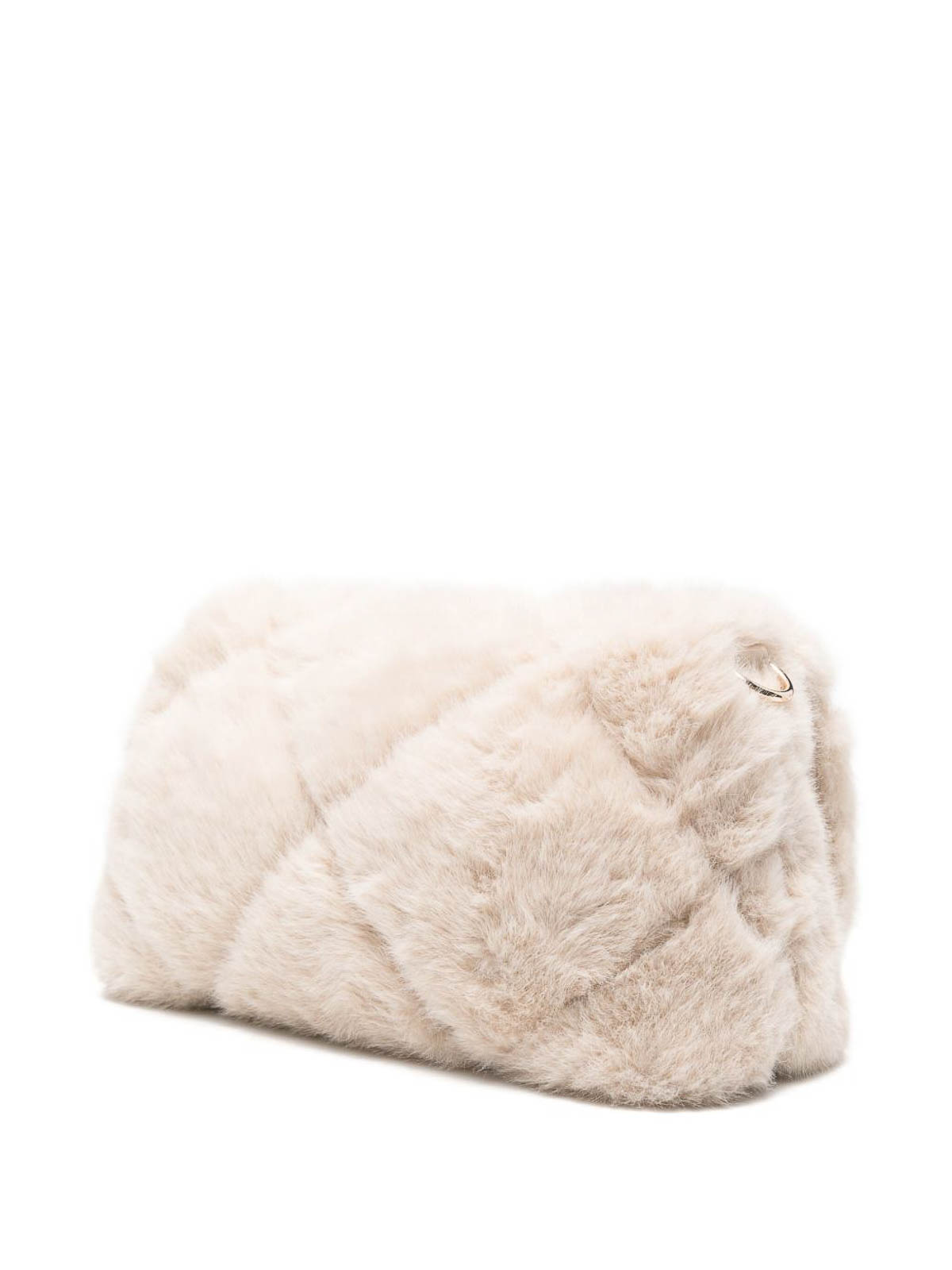 Liu •jo Liu Jo Quilted Plush Handbag With Gold-tone Clasp In Sand