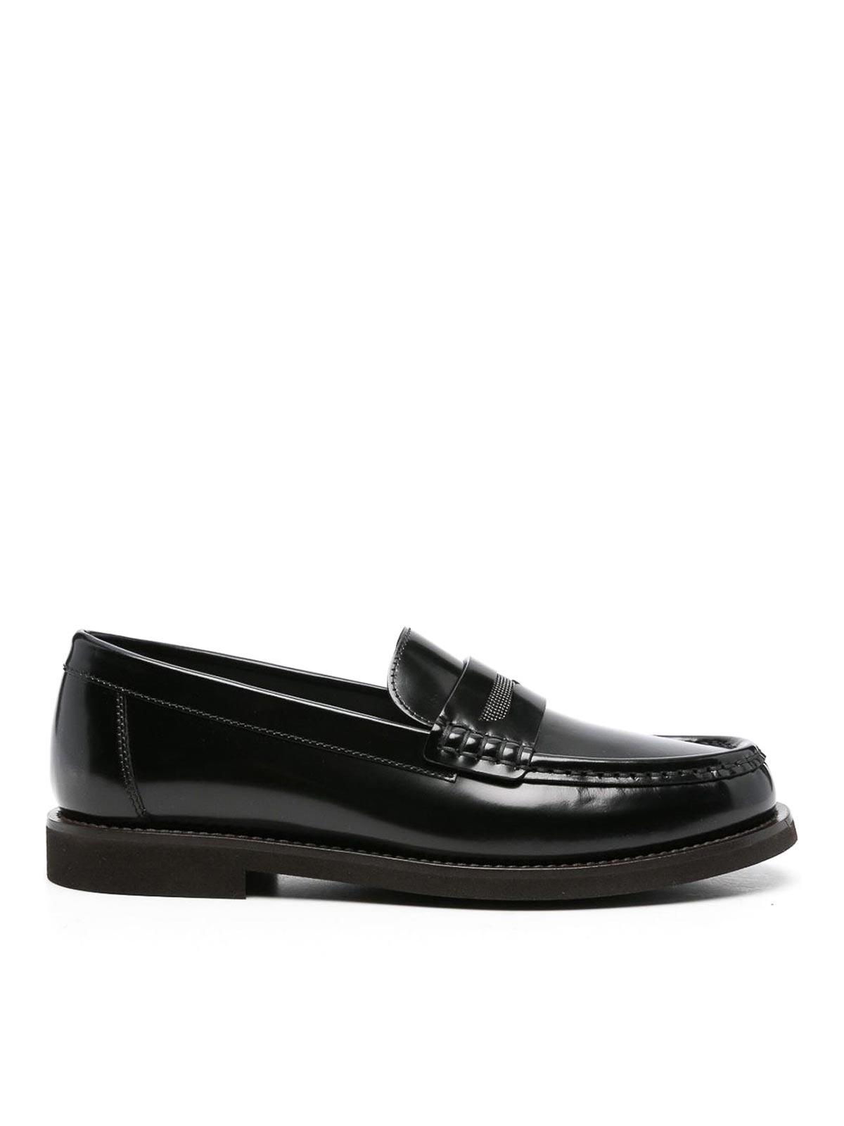 Brunello Cucinelli Moccasins With Chain Jewelry Detail In Black
