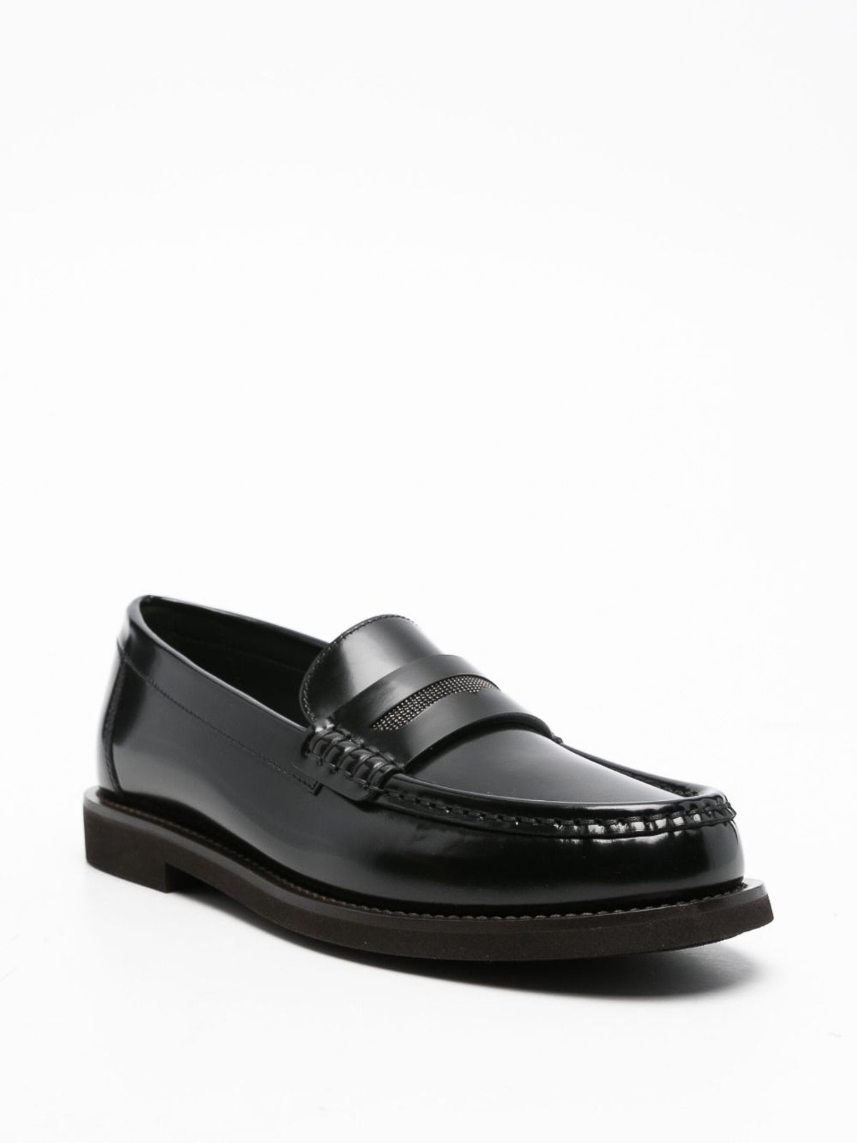 Brunello Cucinelli Moccasins With Chain Jewelry Detail In Black