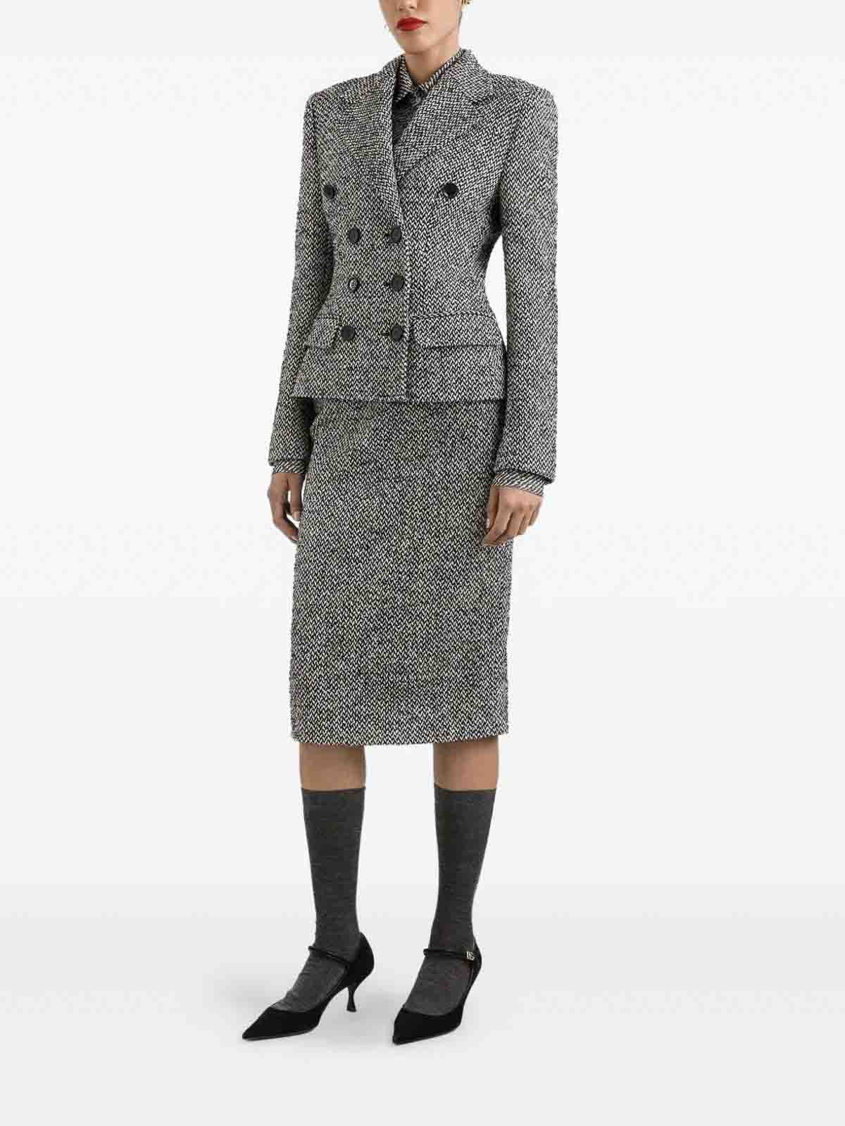 Dolce & Gabbana Tweed Jacket In Gray