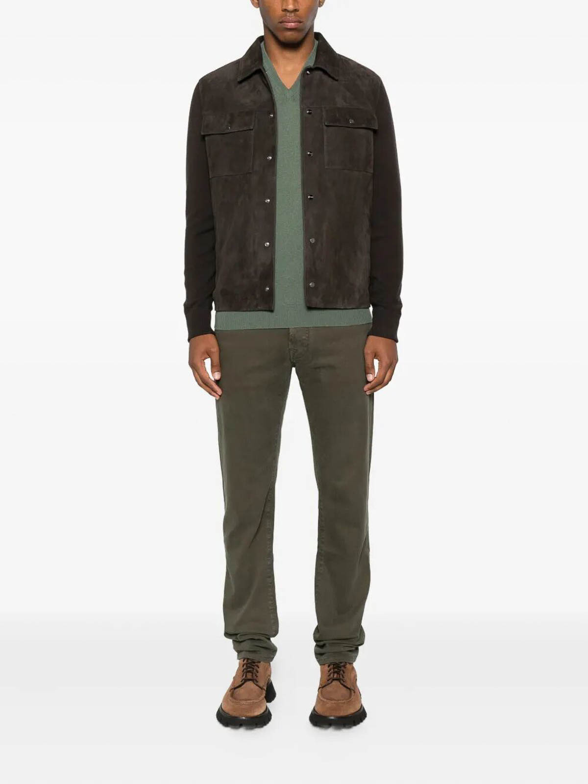 Jacob Cohen Button-fly Straight Trousers In Green