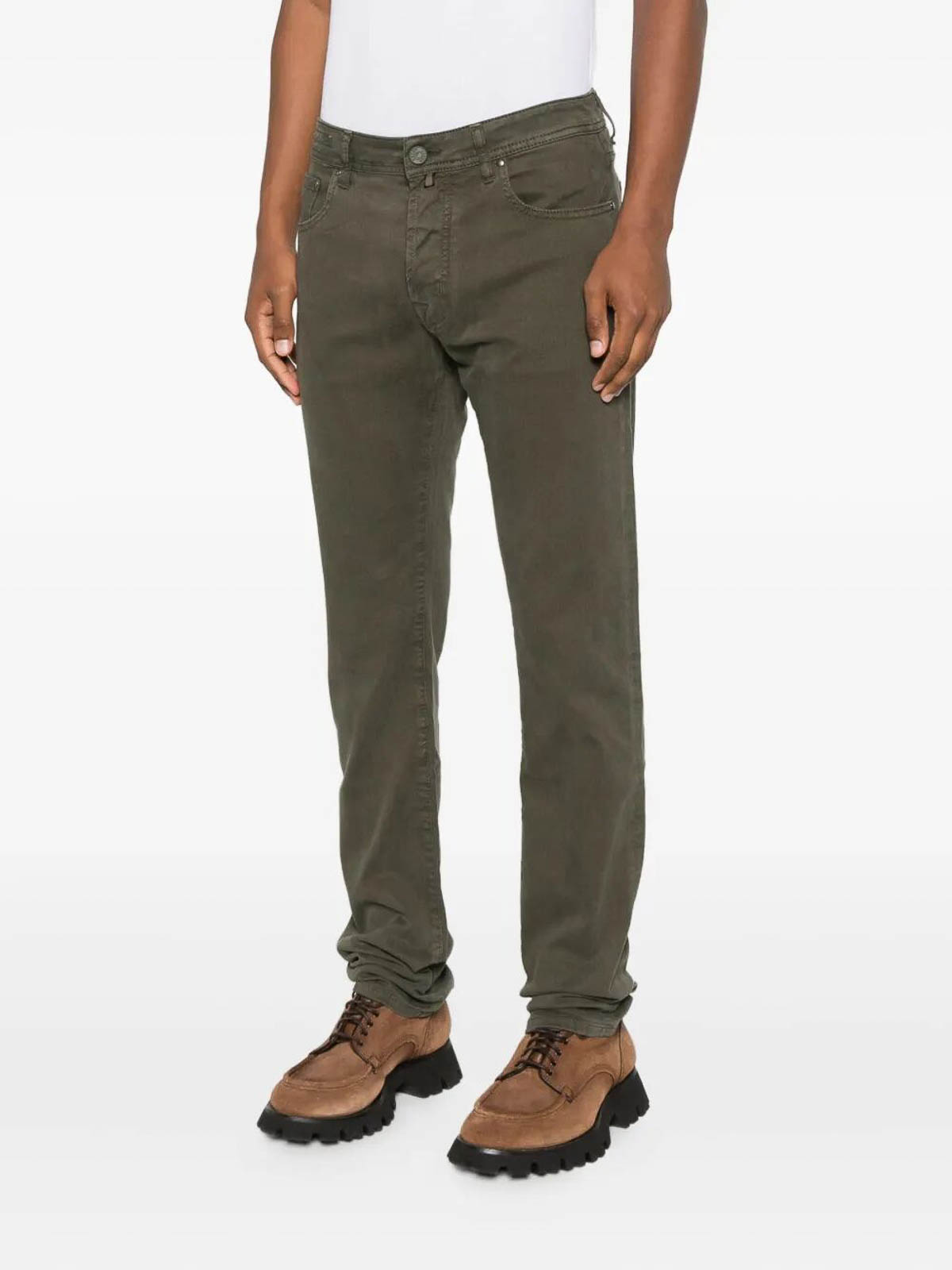 Jacob Cohen Button-fly Straight Trousers In Green
