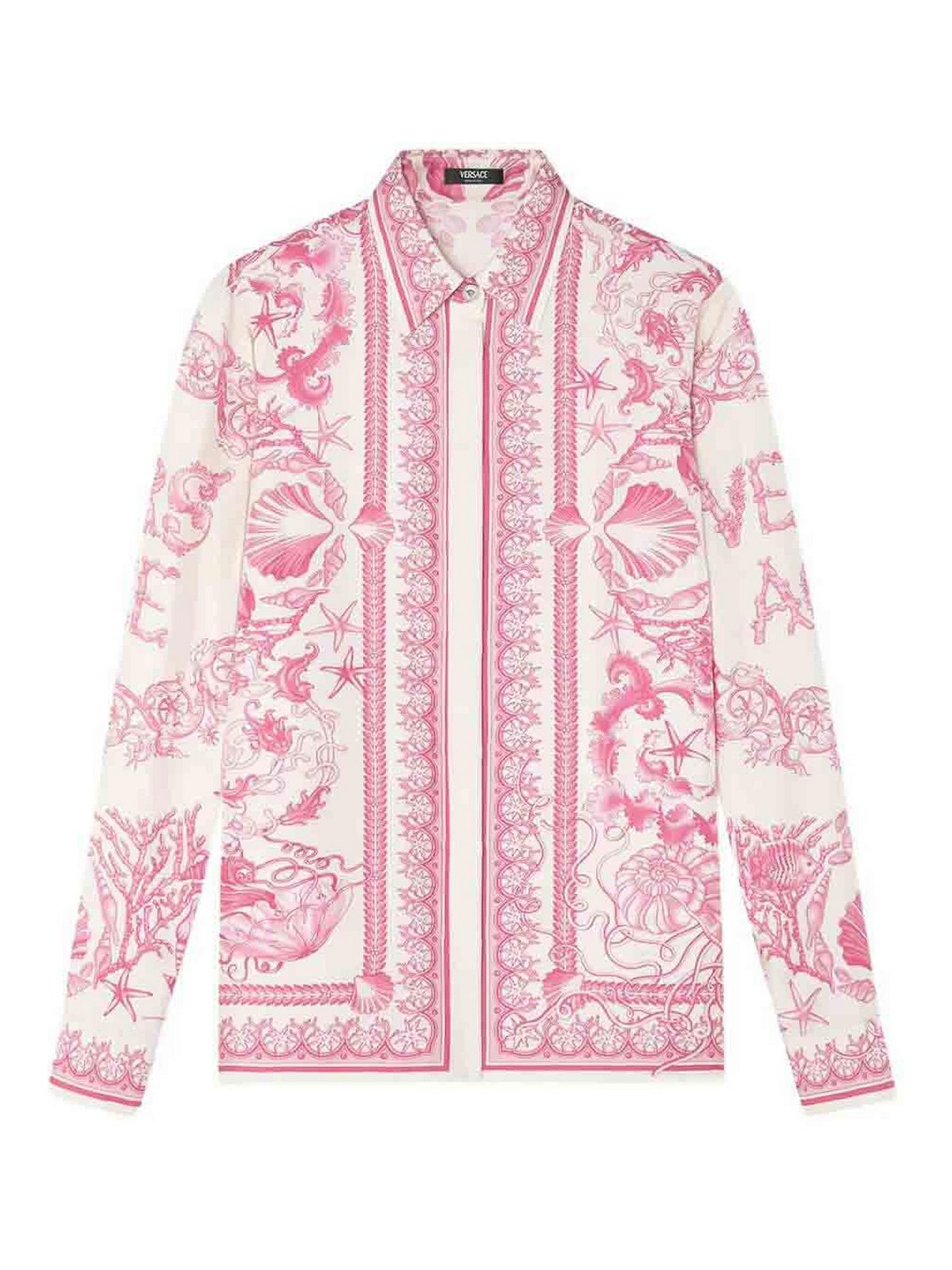 Versace Underwater Barocco Long-sleeved Shirt In Pink
