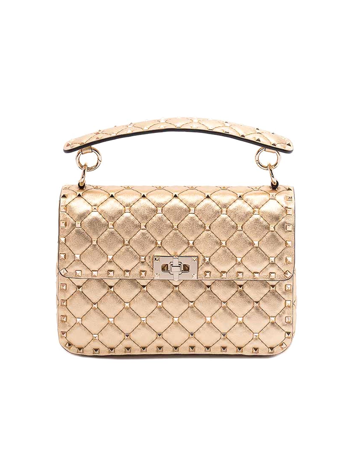 Valentino `rockstud Spike` Medium Shoulder Bag In Sand