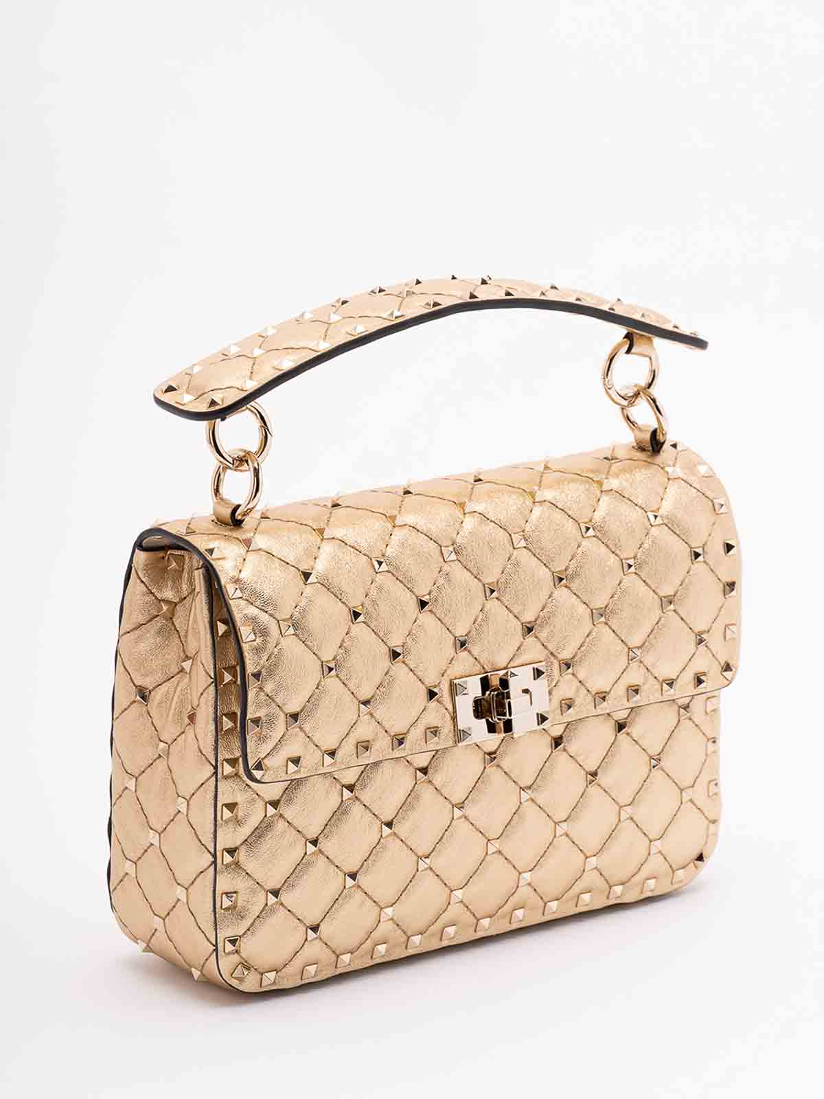 Valentino `rockstud Spike` Medium Shoulder Bag In Sand