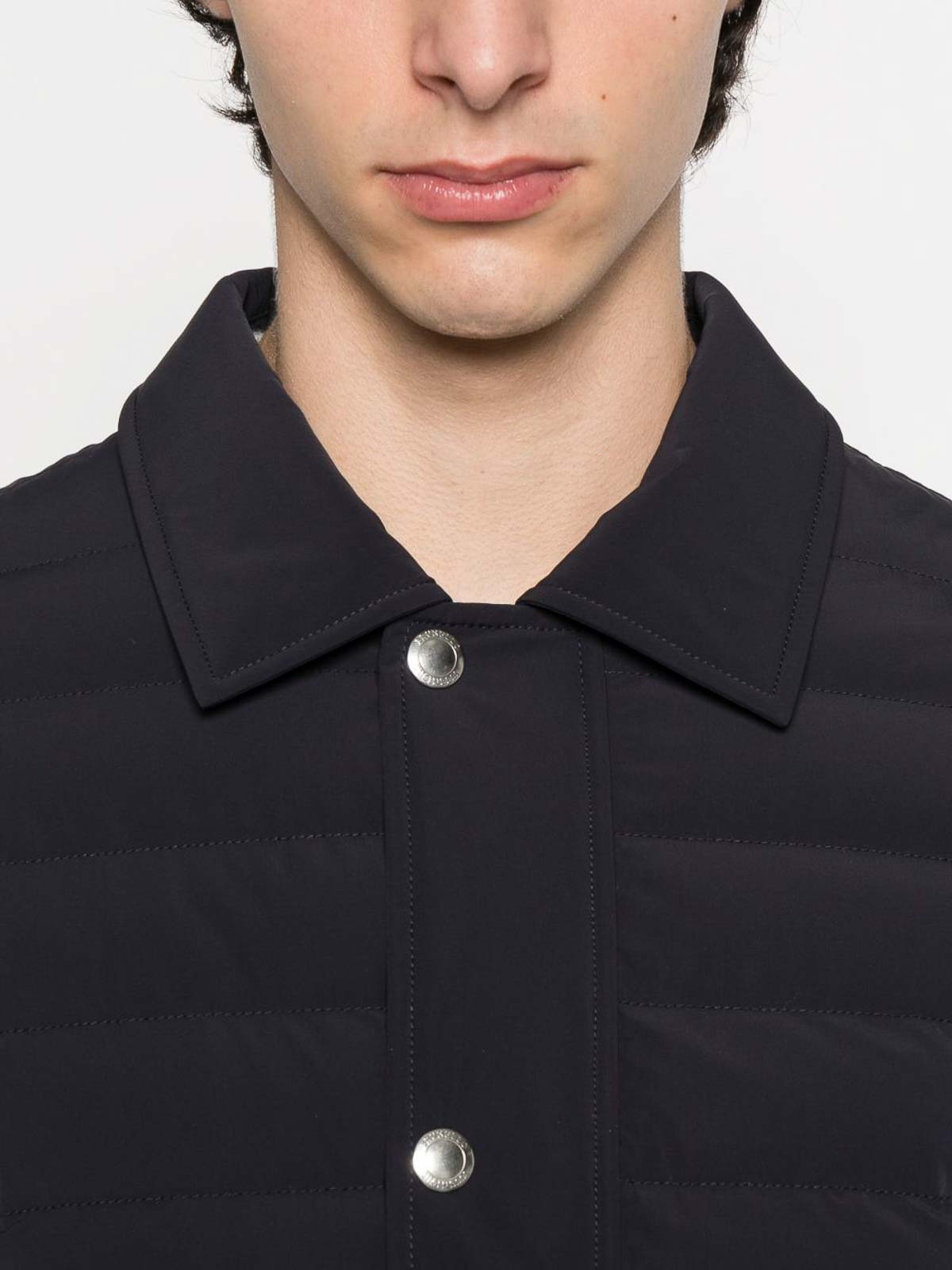 Brunello Cucinelli Quilted Shell Down Shirt Jacket In Black