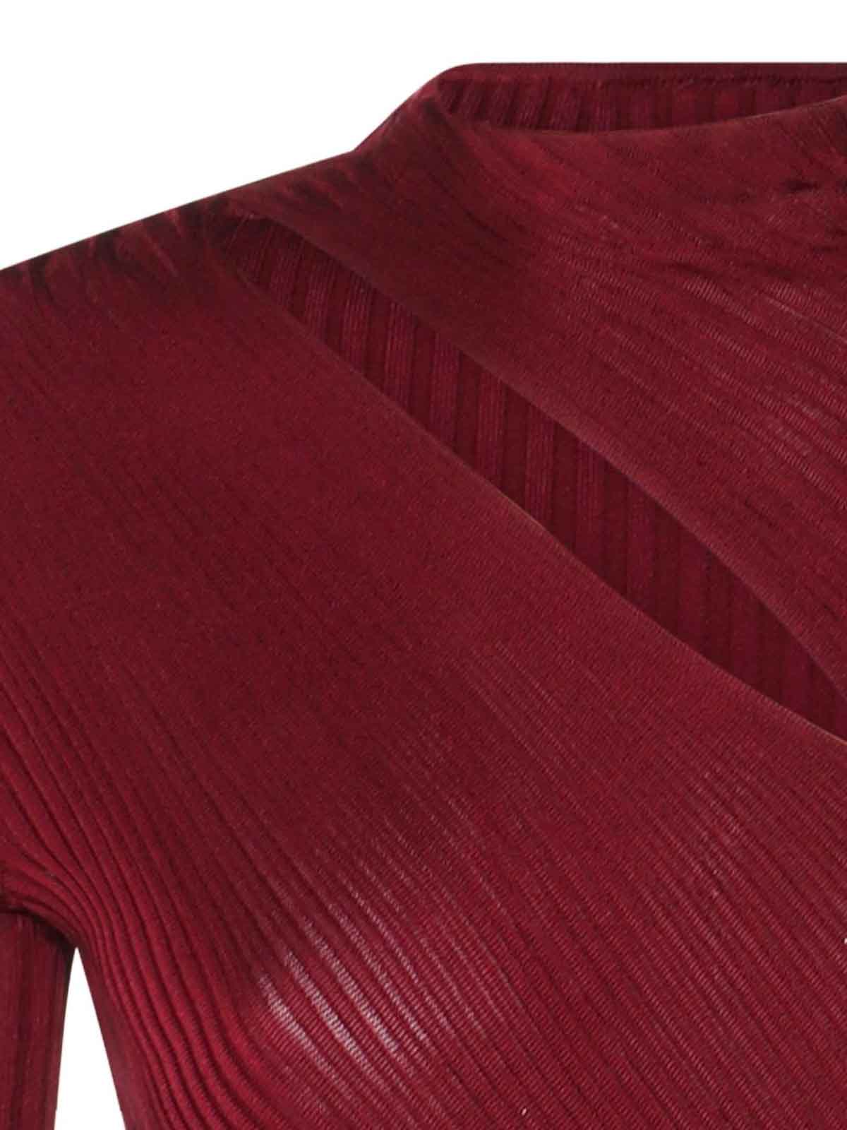 Self-portrait Burgundy Cut Out Tib Knit Midi Dress In Red
