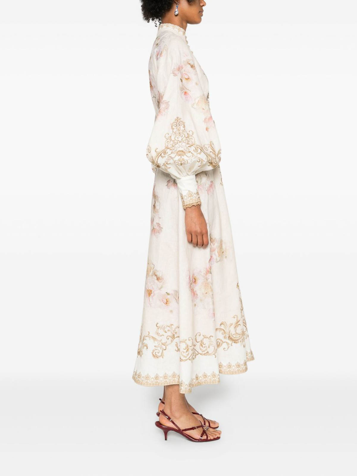 Zimmermann Hypnotic Buttoned Midi Dress In White