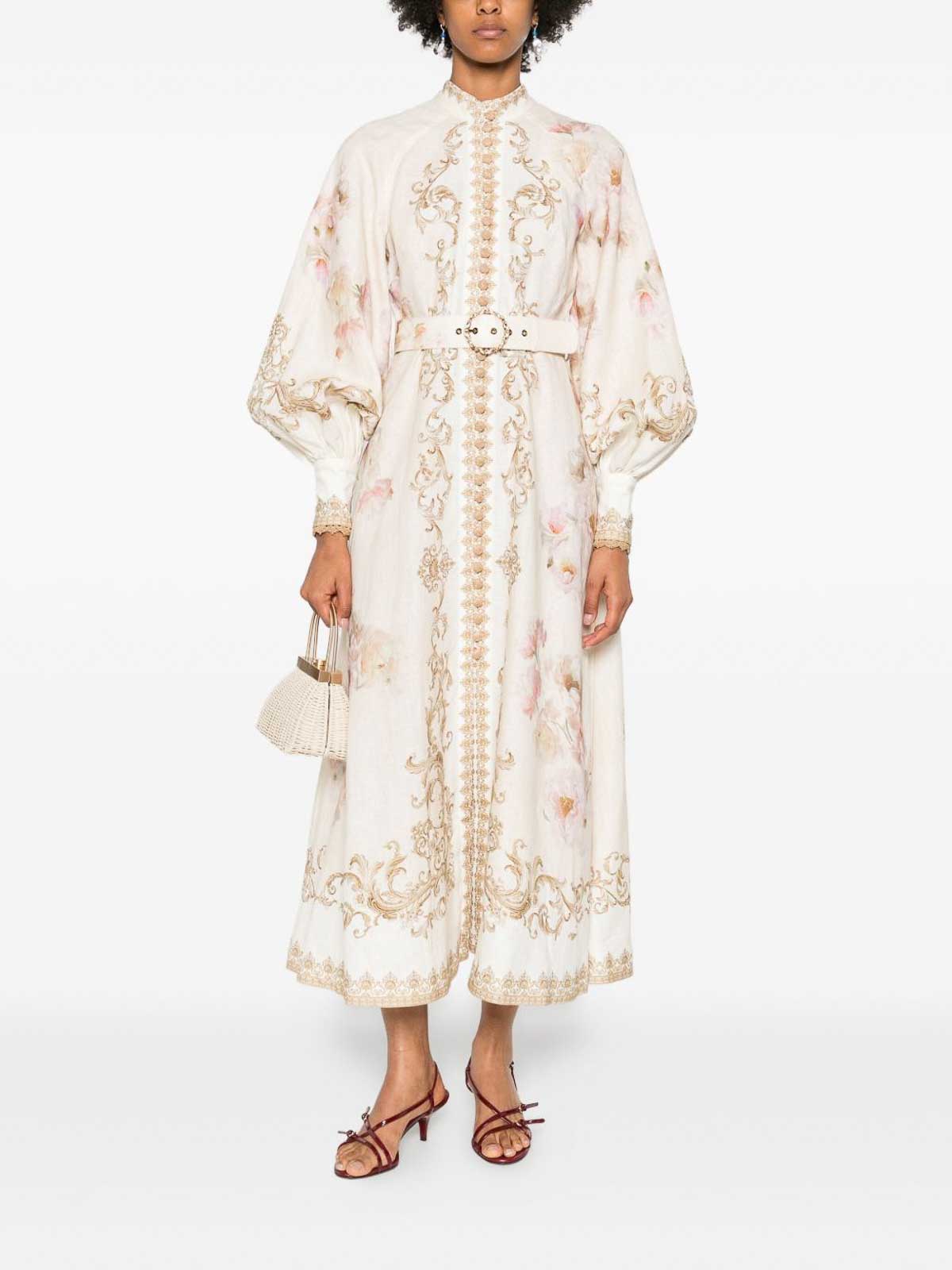 Zimmermann Hypnotic Buttoned Midi Dress In White