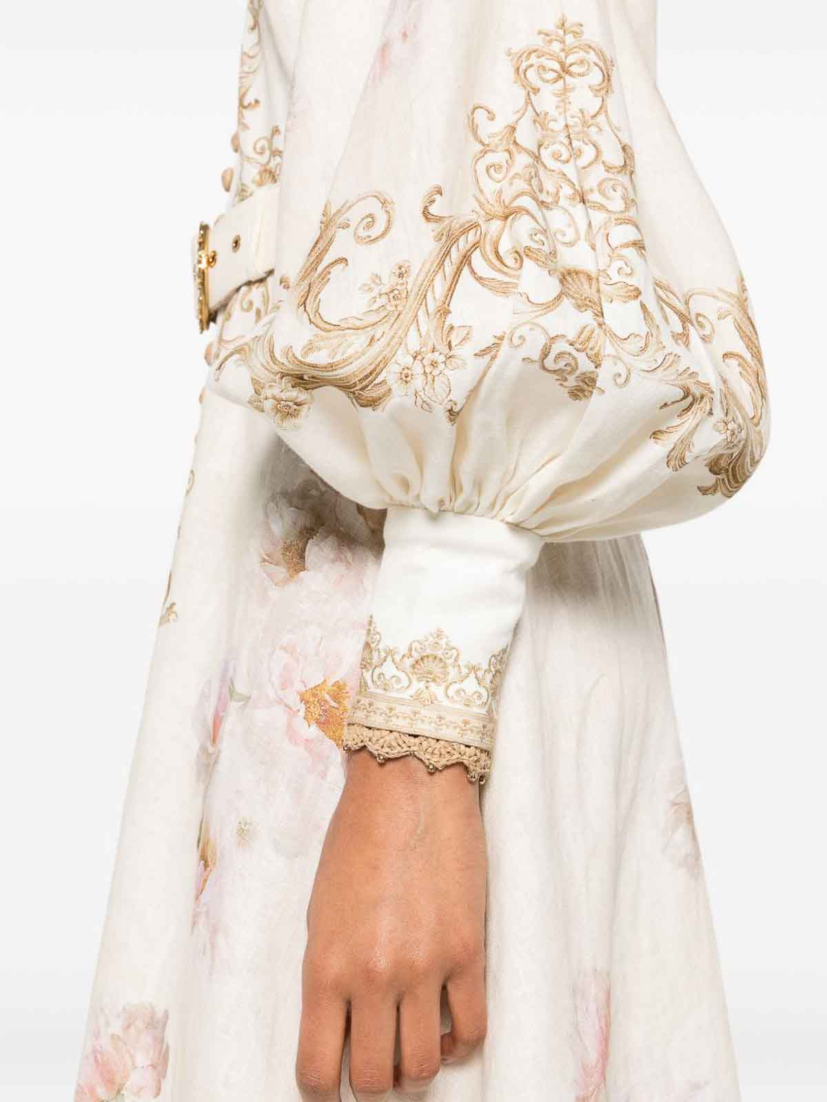 Zimmermann Hypnotic Buttoned Midi Dress In White