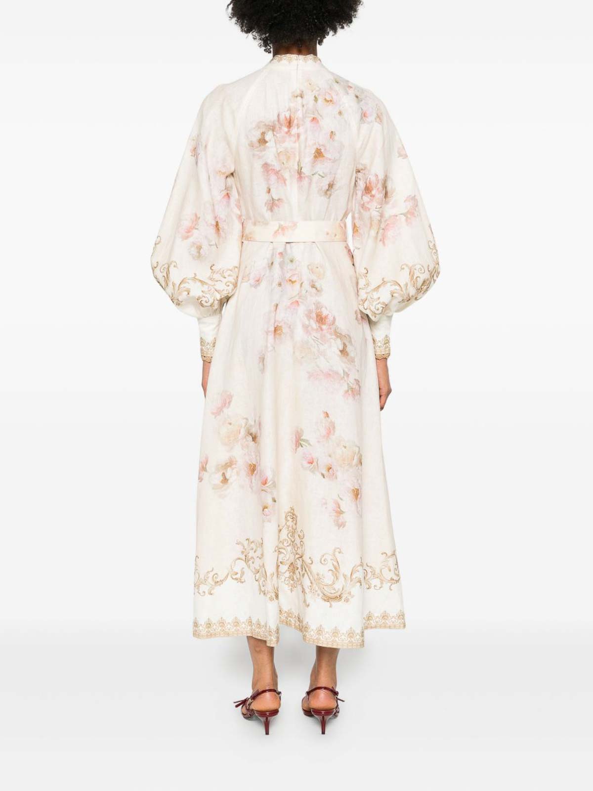Zimmermann Hypnotic Buttoned Midi Dress In White